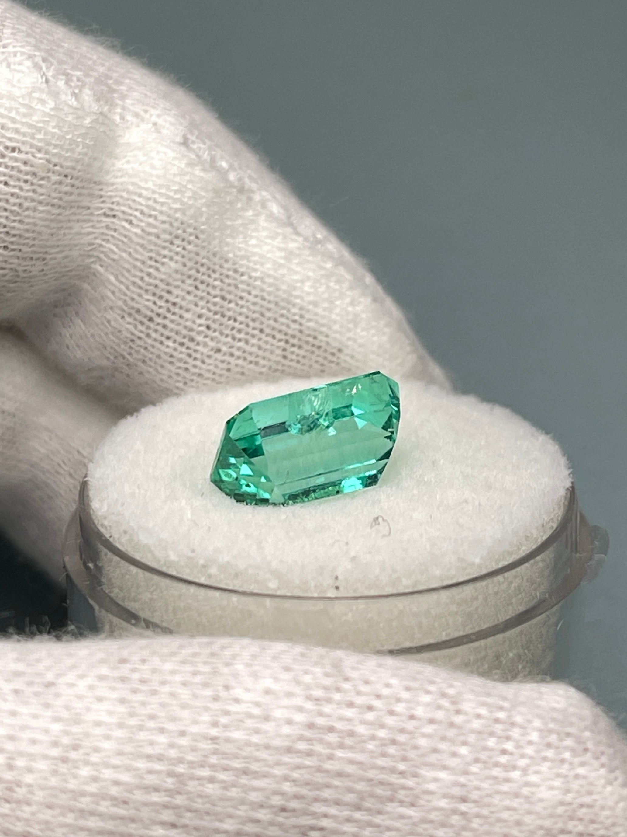 3.76 Carat 11x8 Chipped Crystal Clear Green Natural Loose Colombian Emerald-Emerald Cut