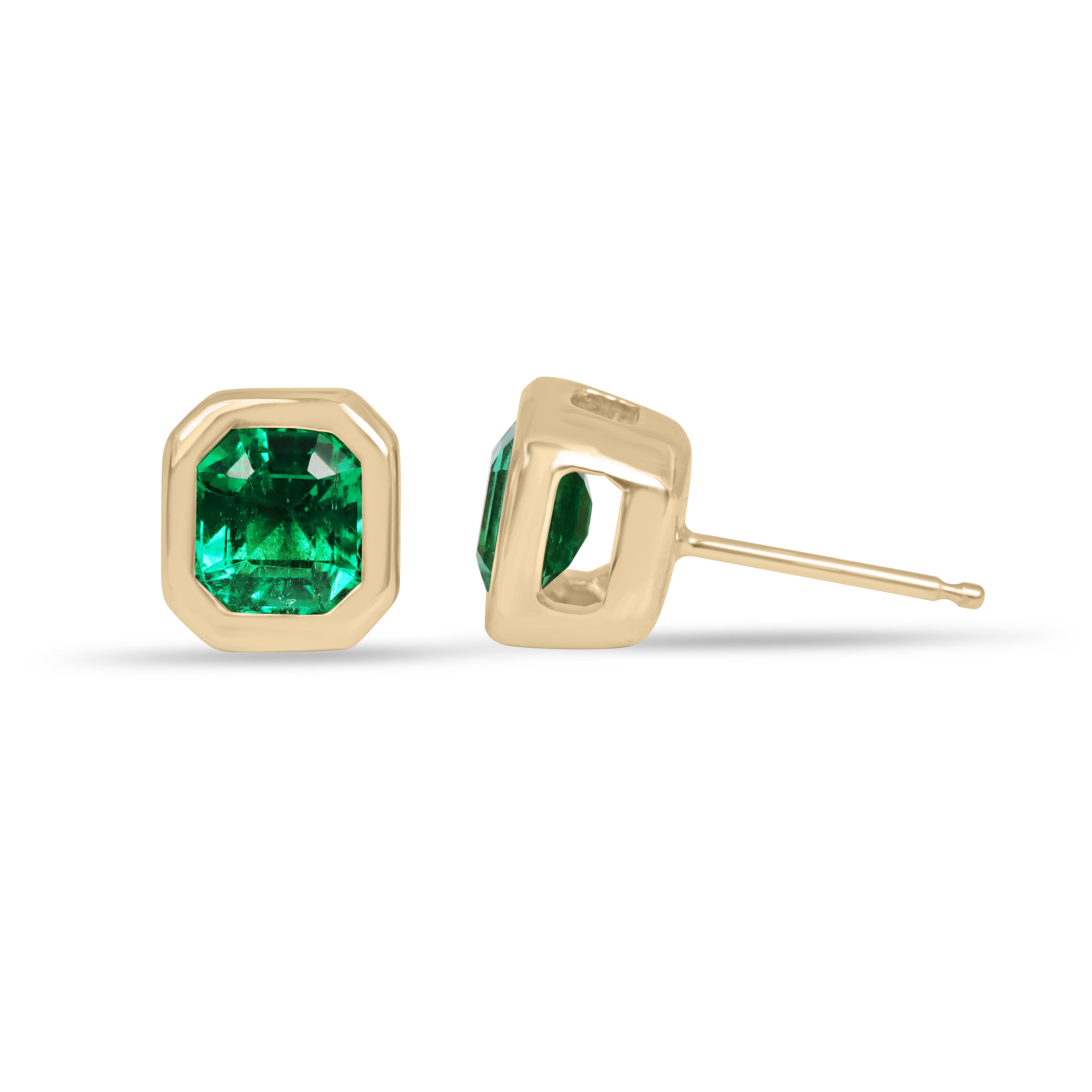 2.40tcw AAA+ Chunky Bezel Asscher Cut Colombian Emerald 18K