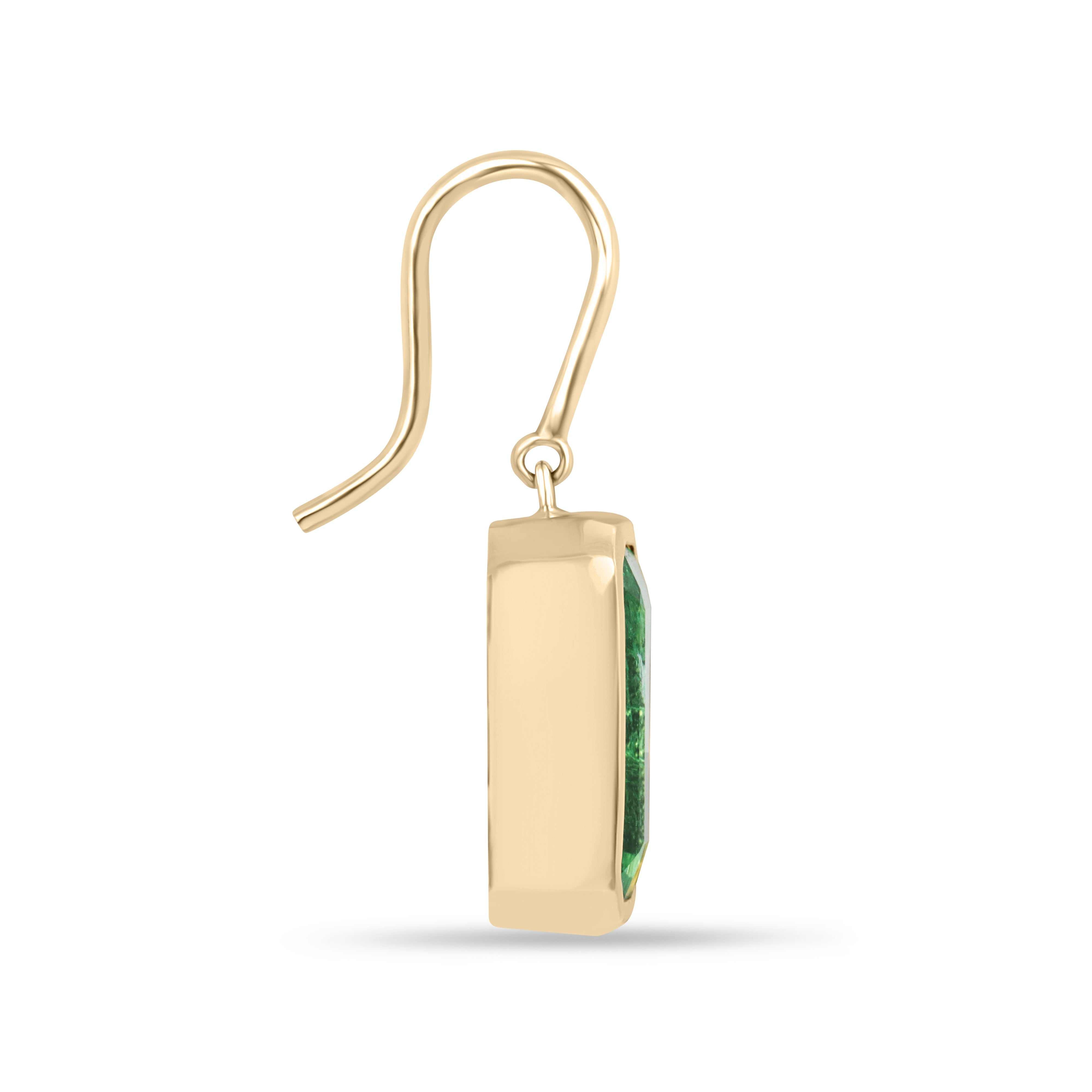 7.90tcw Deep Green Natural Emerald Bezel Set Drop & Dangle Hook