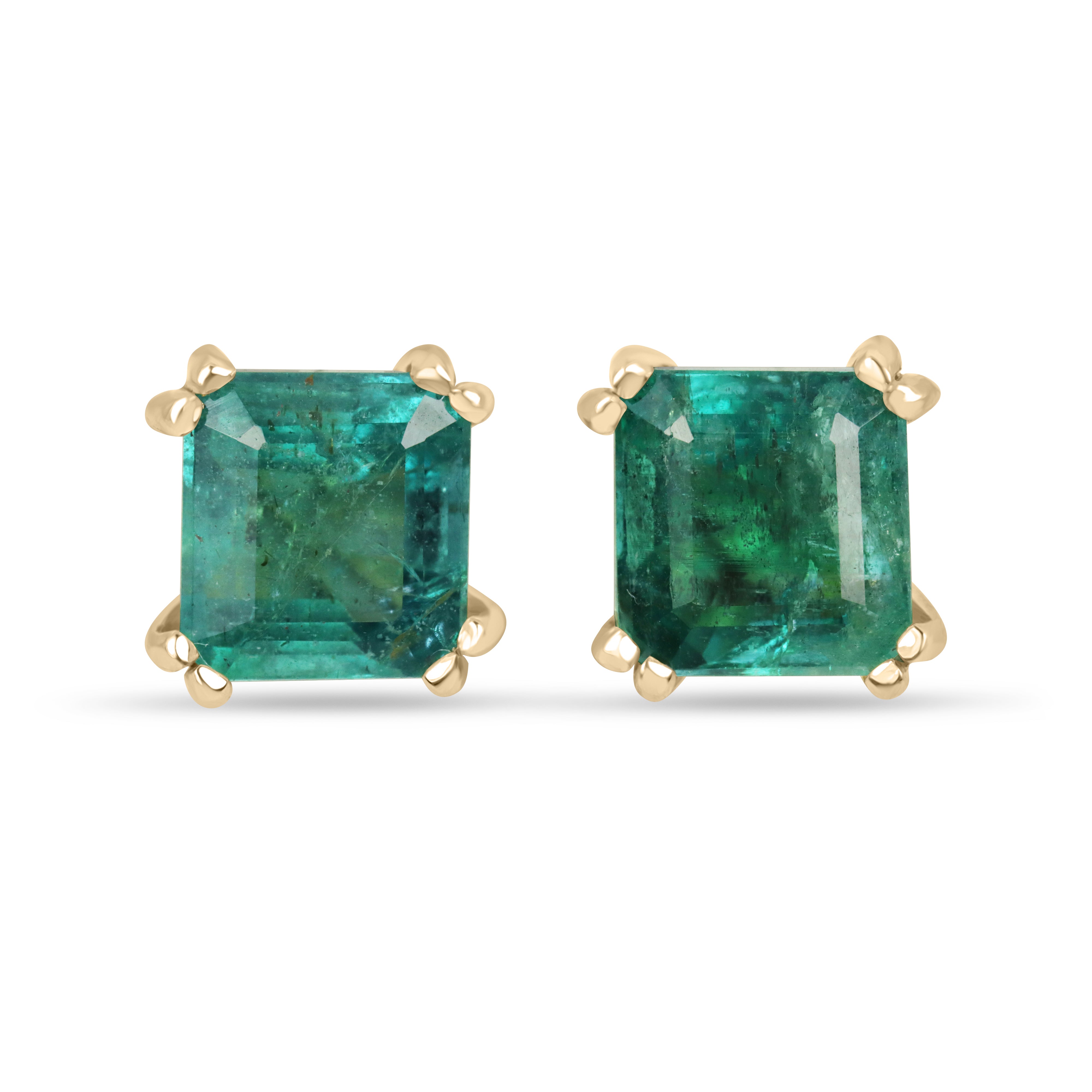 6.70tcw 8x8 High Grade Asscher Cut Natural Emerald Double Prong