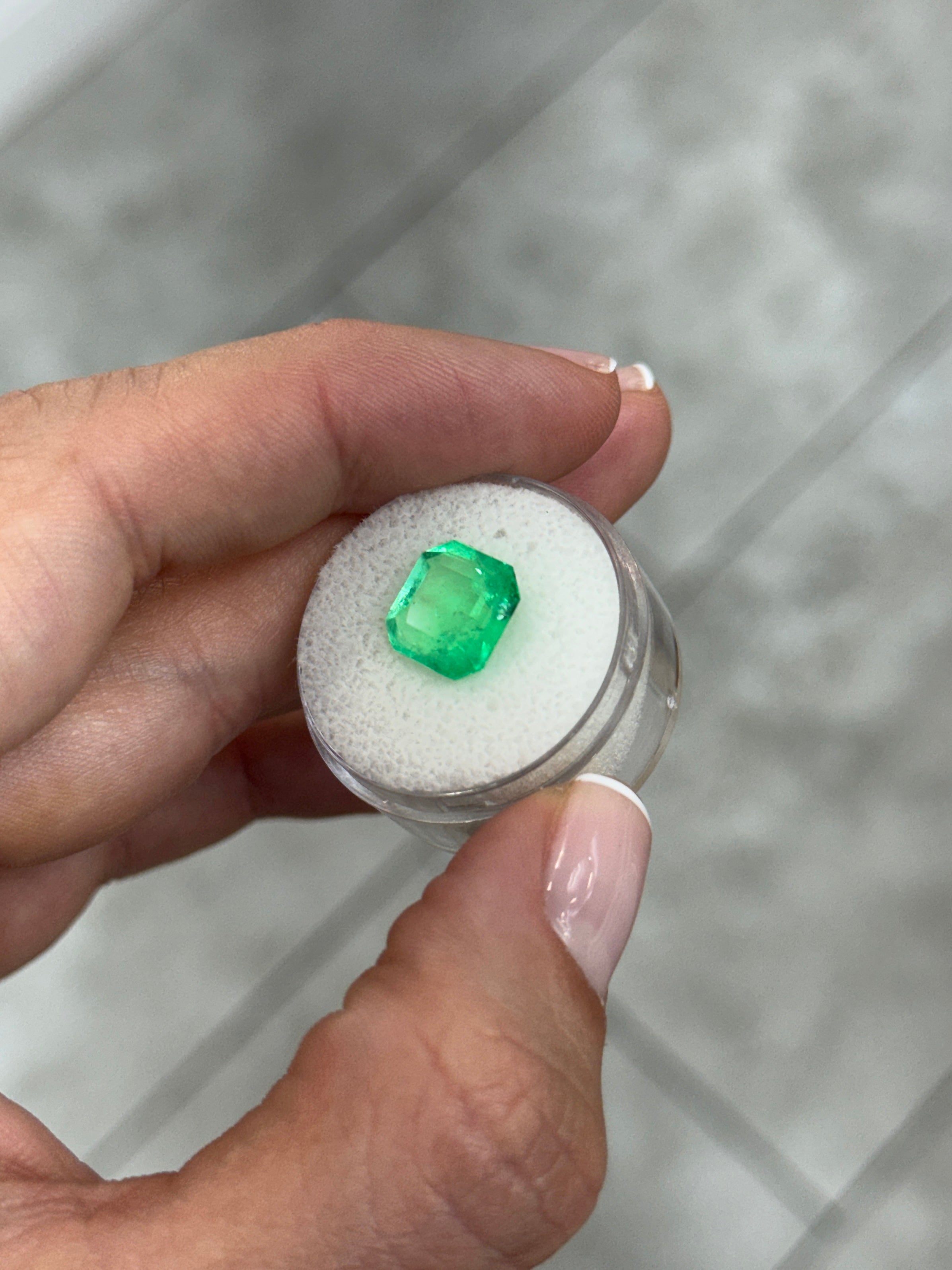 4.57 carat 10x10mm glowing Colombian emerald Asscher cut with clipped corners, loose gemstone from JR Colombian Emeralds