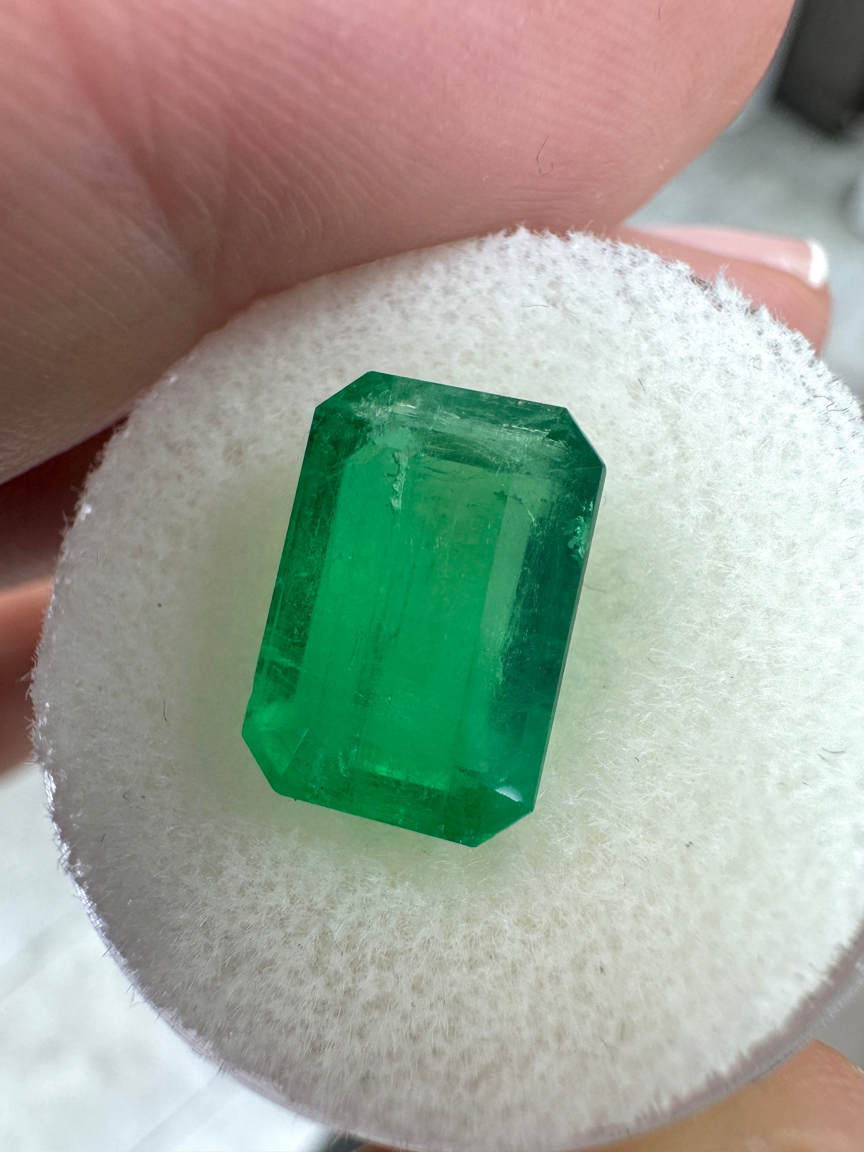 4.68 carat Colombian emerald loose gemstone, 12x8mm pure chromium green natural emerald cut by JR Colombian Emeralds.