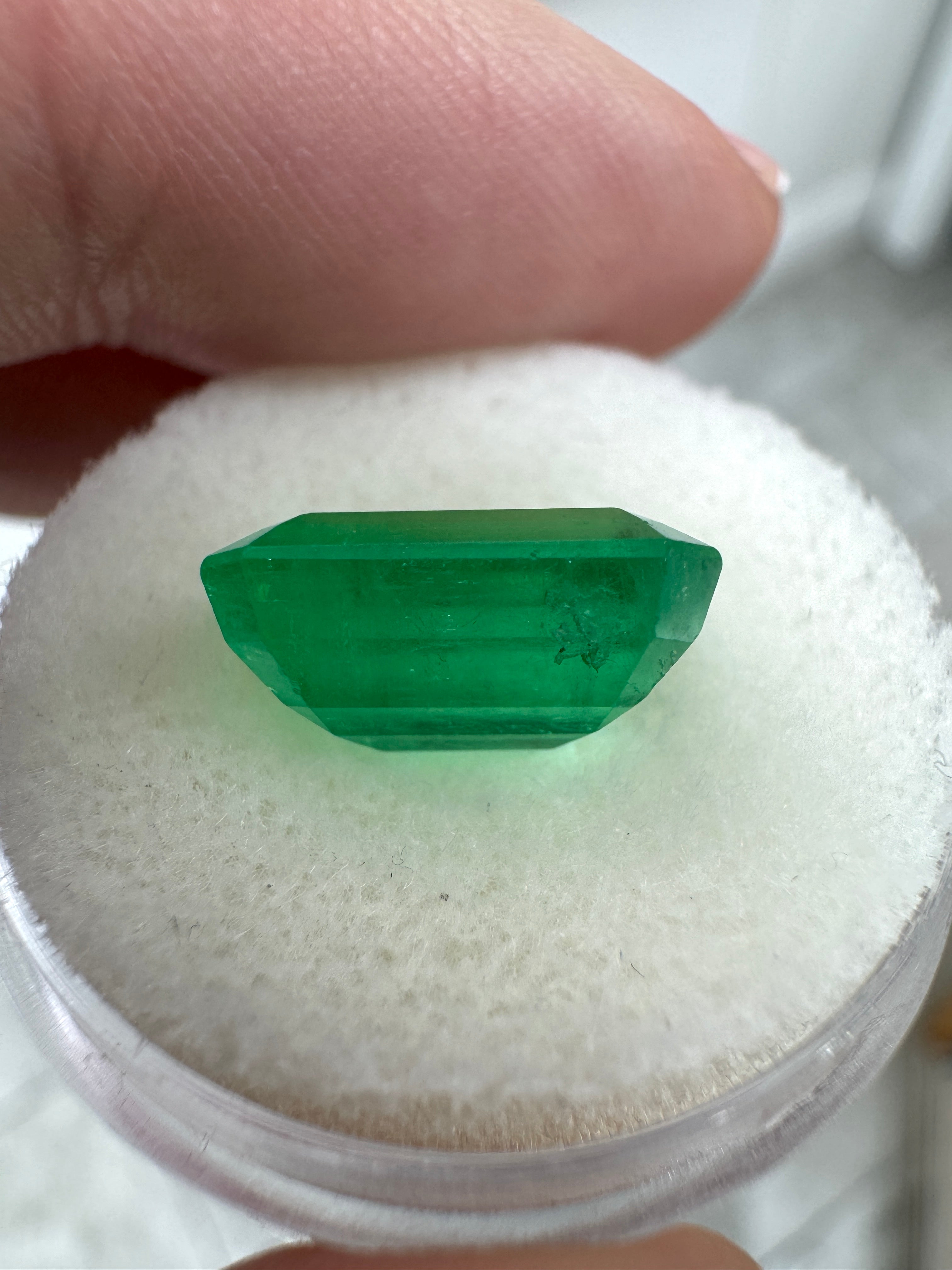 4.68 carat 12x8 mm Colombian emerald loose gemstone, pure green chromium emerald cut, from JR Colombian Emeralds.