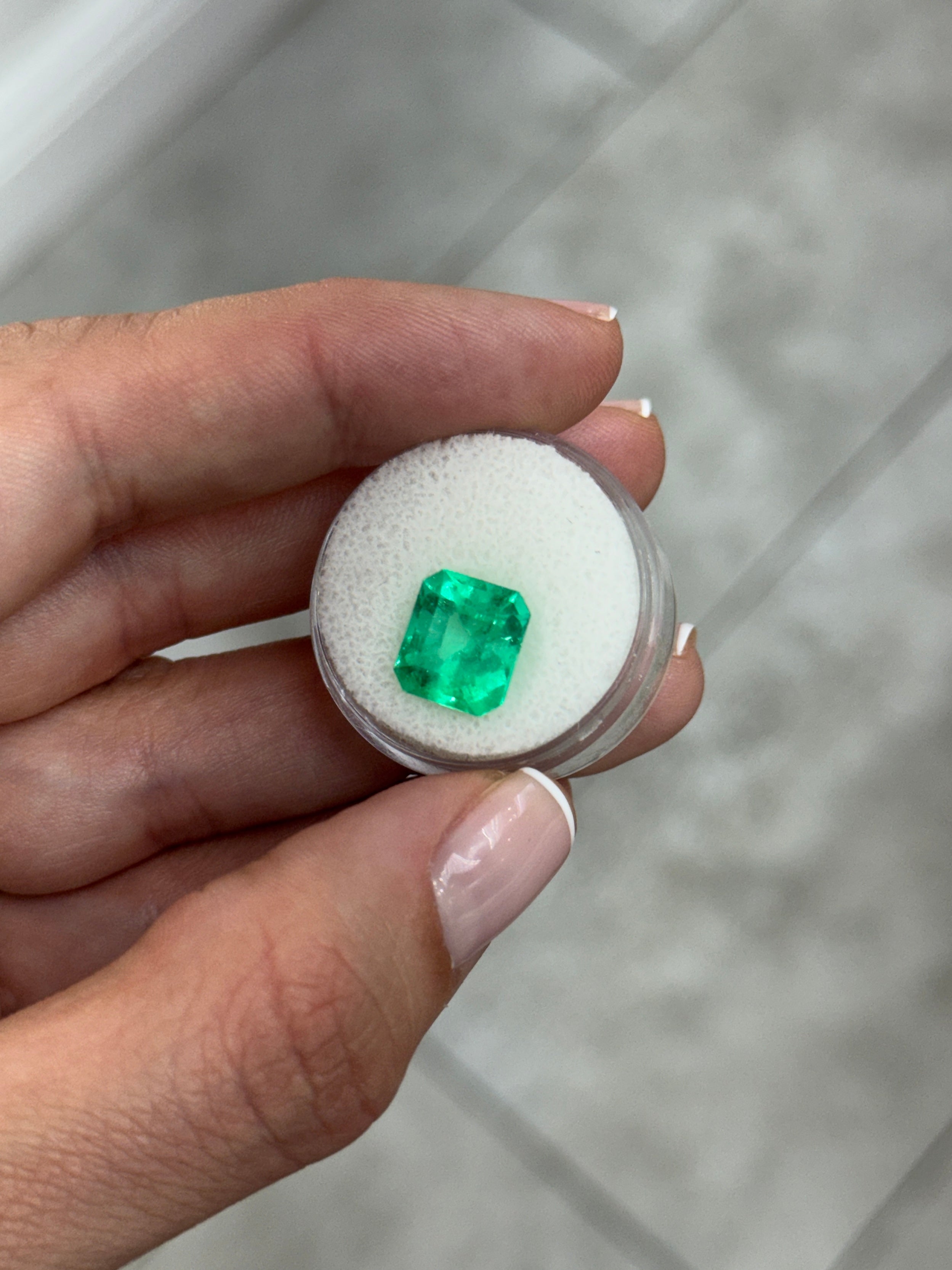 11x10mm vivacious bluish green natural Colombian emerald loose Asscher cut gemstone by JR Colombian Emeralds.