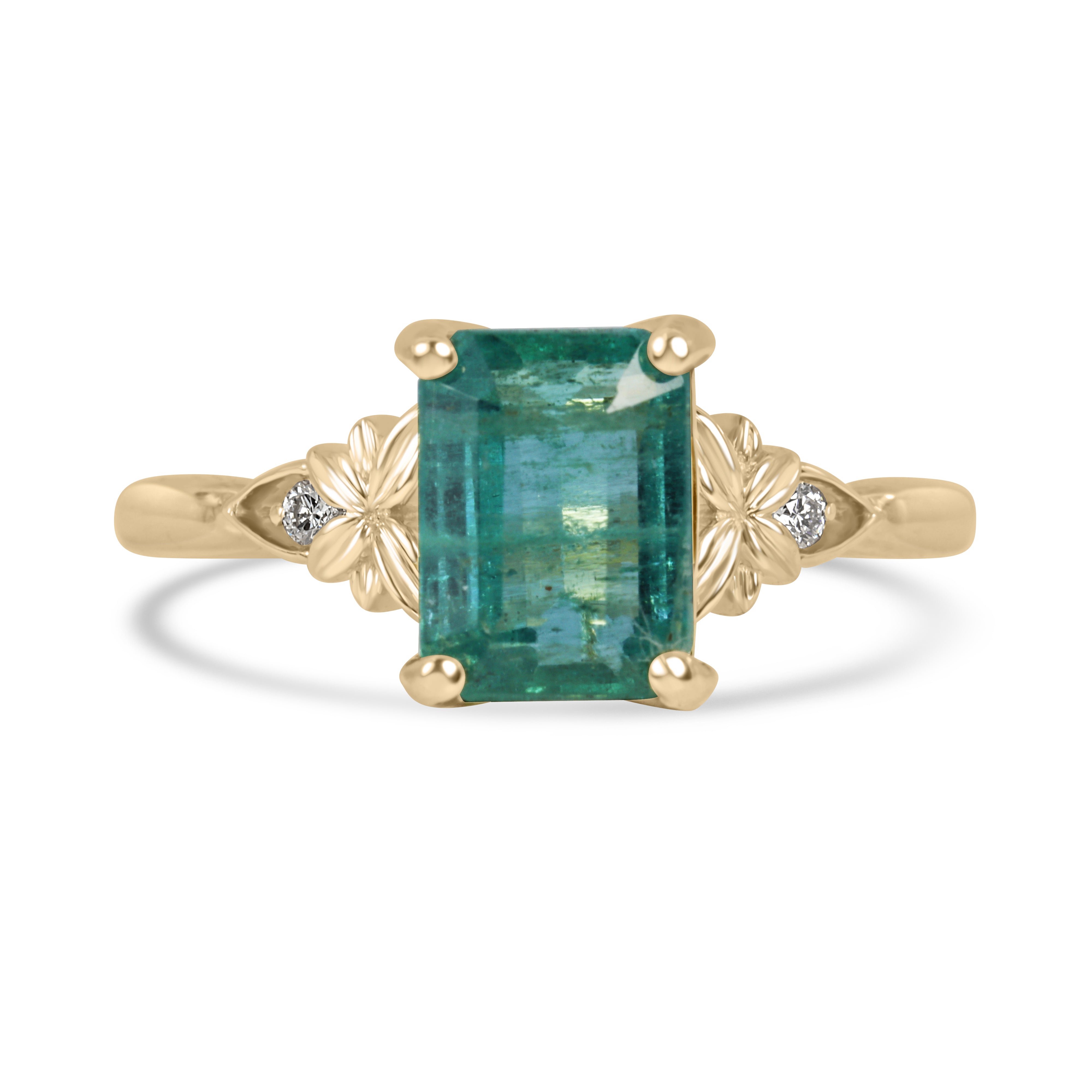 2.30tcw Solitaire Emerald with Lab Diamond Accents Ring 14K