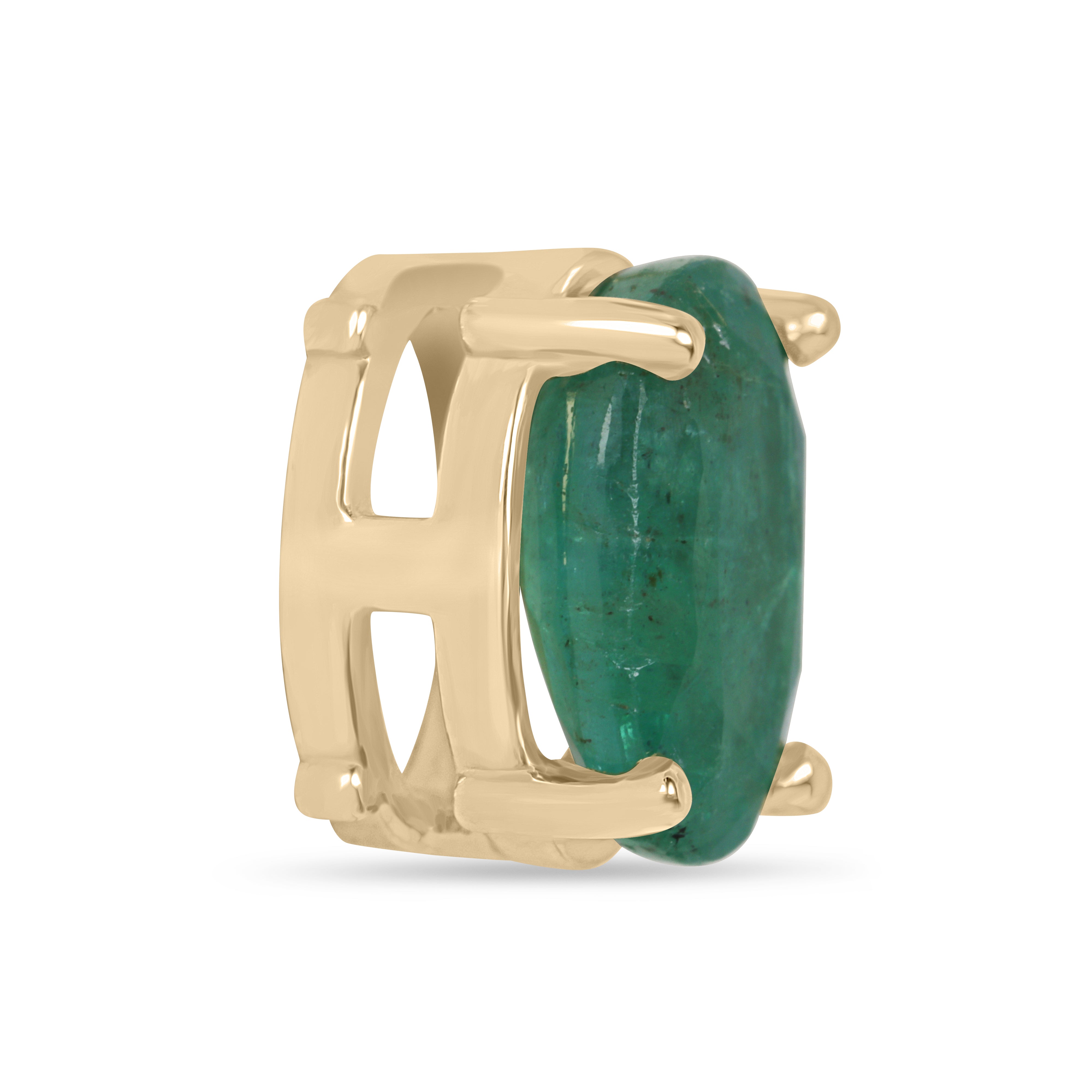 Emerald oval slider necklace with 2.15 carat solitaire emerald, convertible style, 14K gold from JR Colombian Emeralds