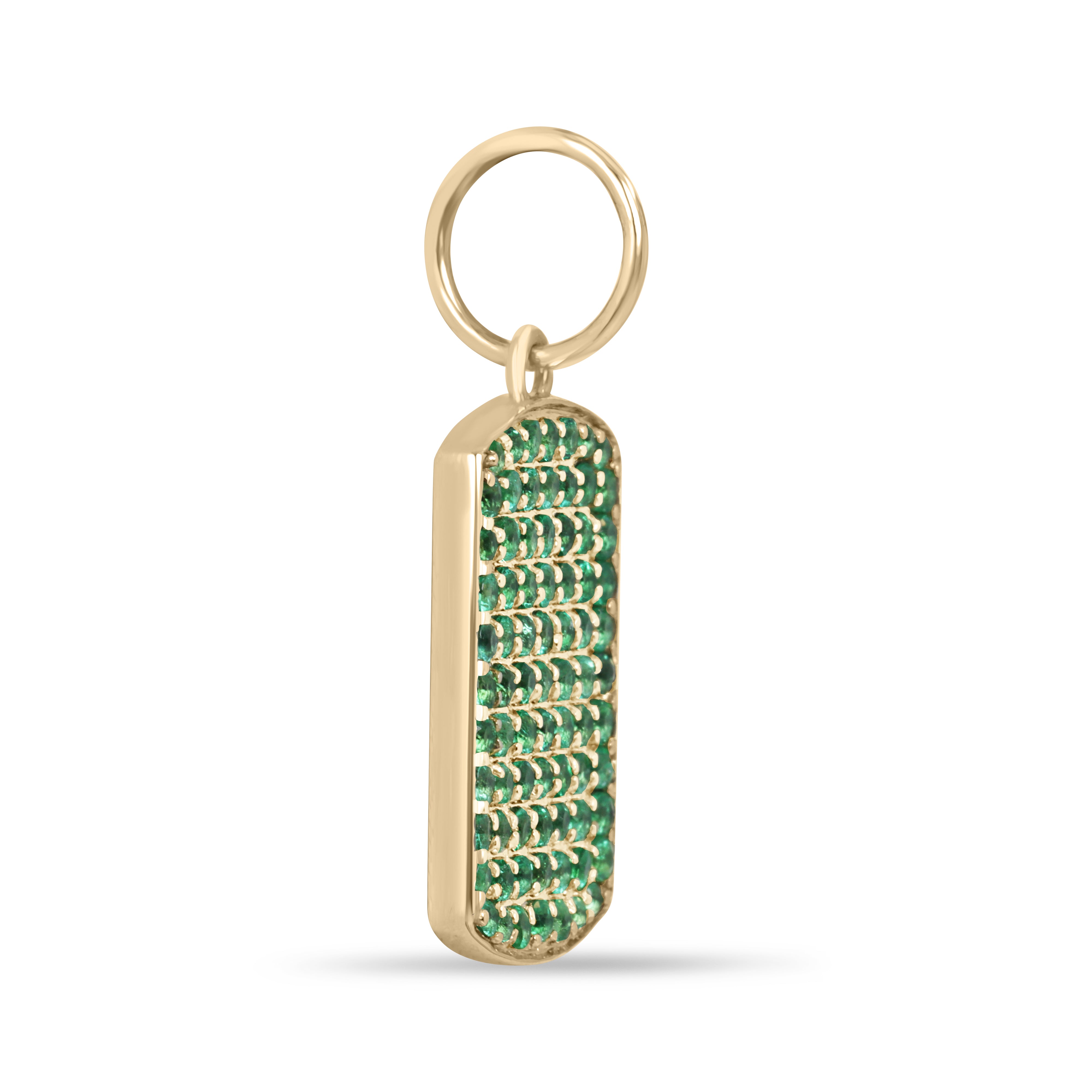 0.77tcw 14K Natural Vivid Green Emerald Plaque Charm Pendant Necklace