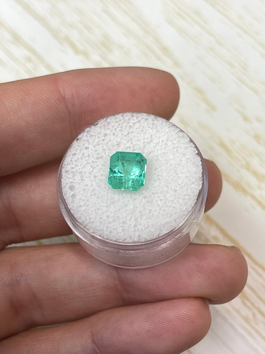 2.23-carat 7.5x7 Bluish Green Loose Colombian Emeralds-Asscher Cut