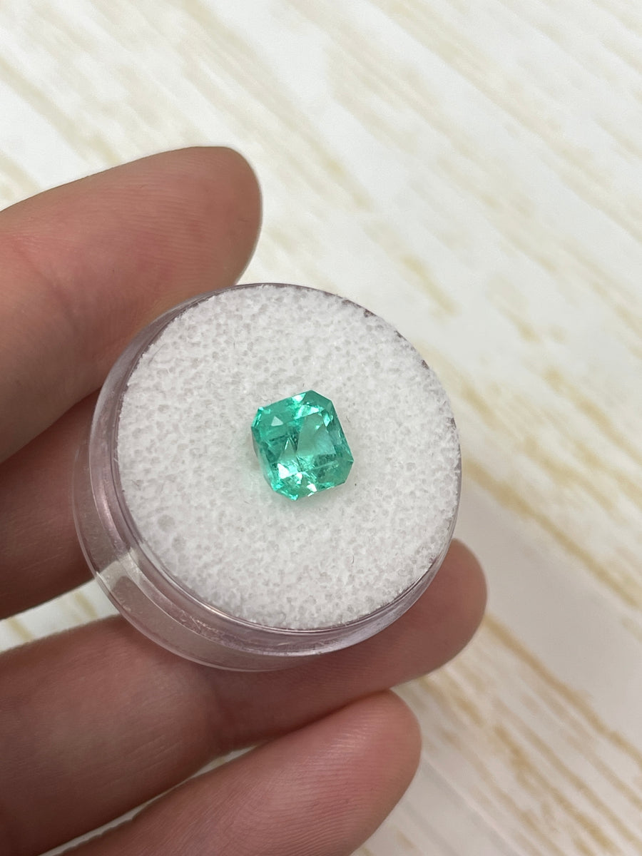 2.23-carat 7.5x7 Bluish Green Loose Colombian Emeralds-Asscher Cut