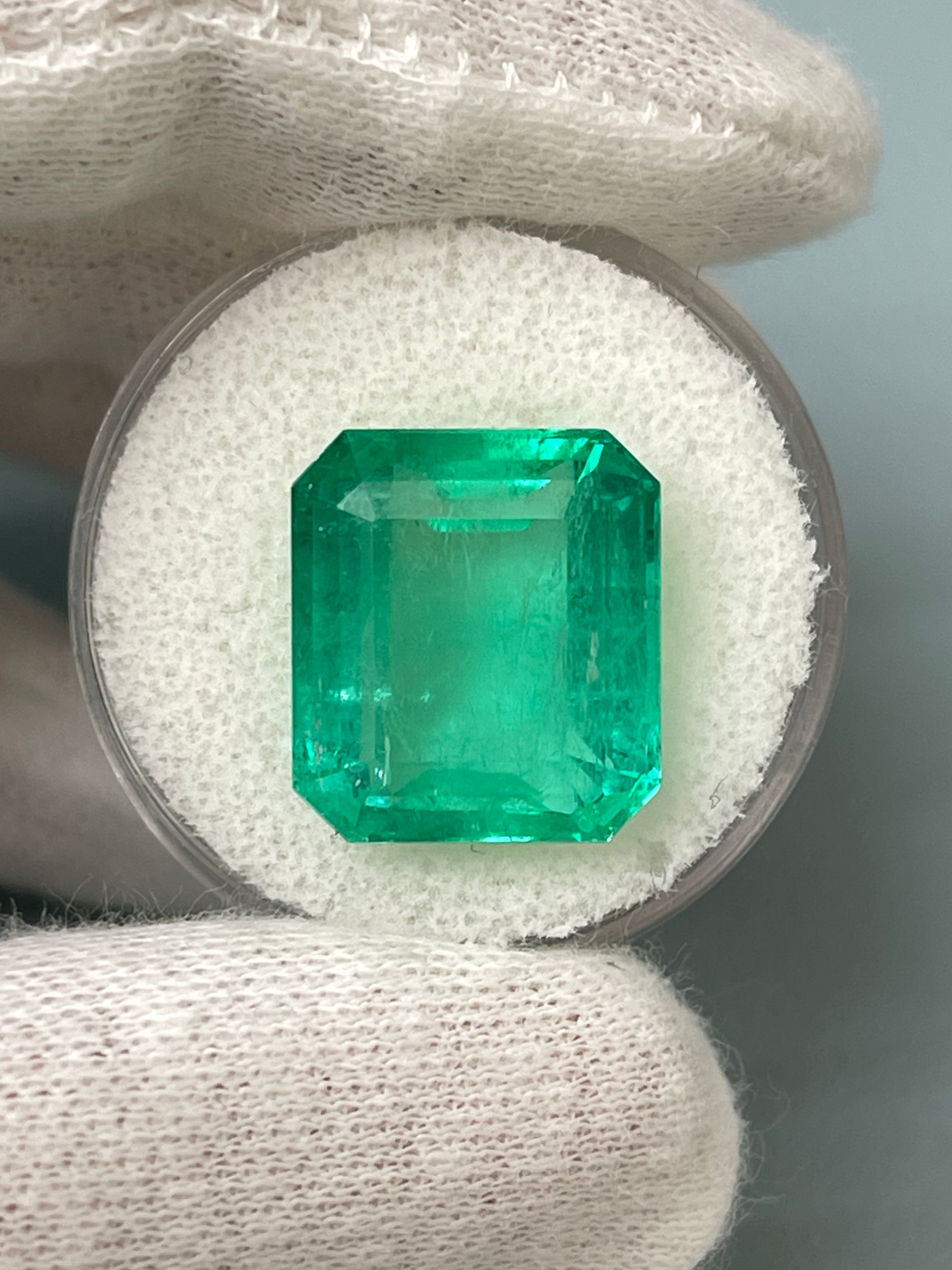 Large 13.82 Carat 15x14 Loose Colombian Emerald- Emerald Cut