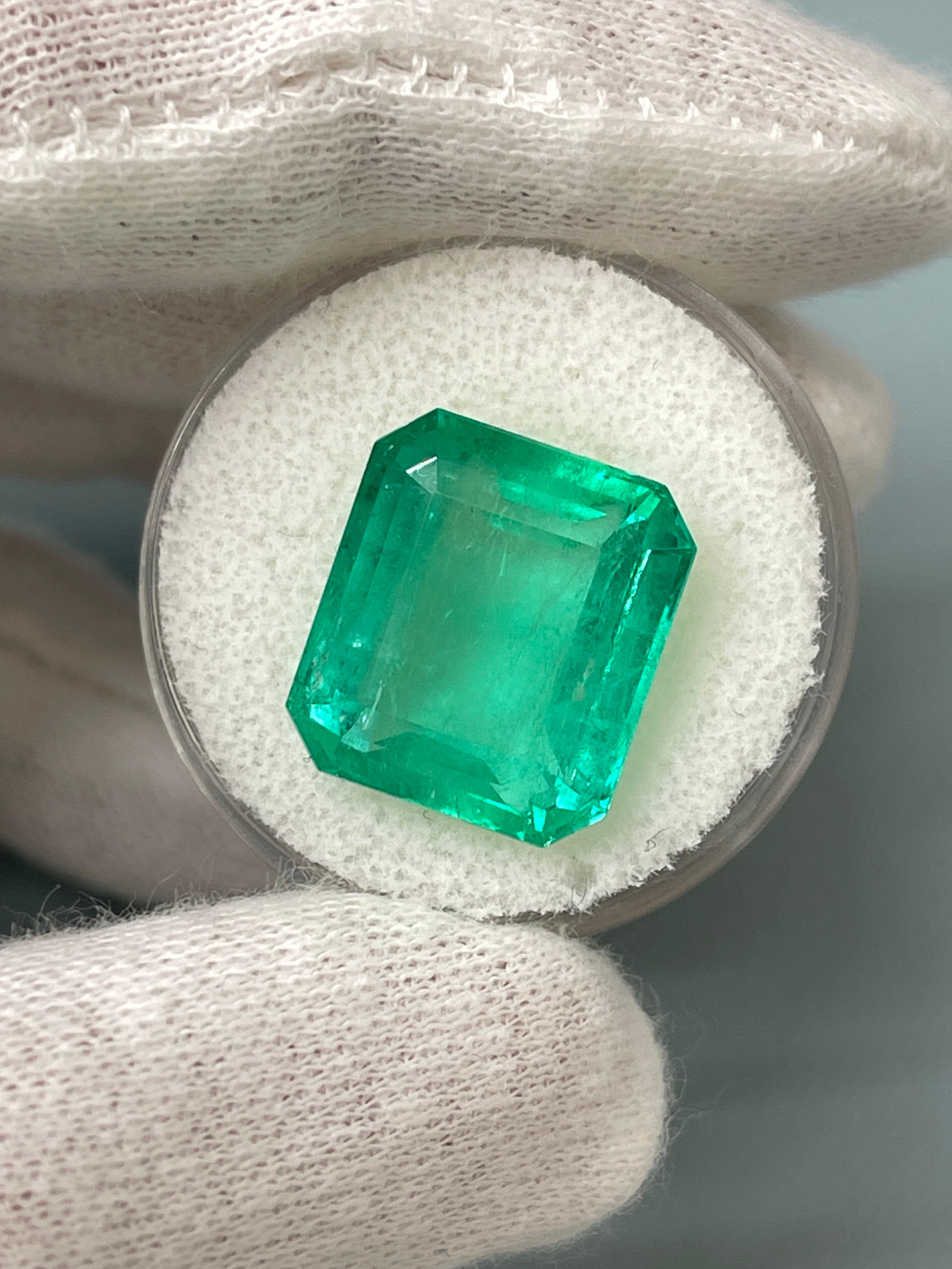 Large 13.82 Carat 15x14 Loose Colombian Emerald- Emerald Cut