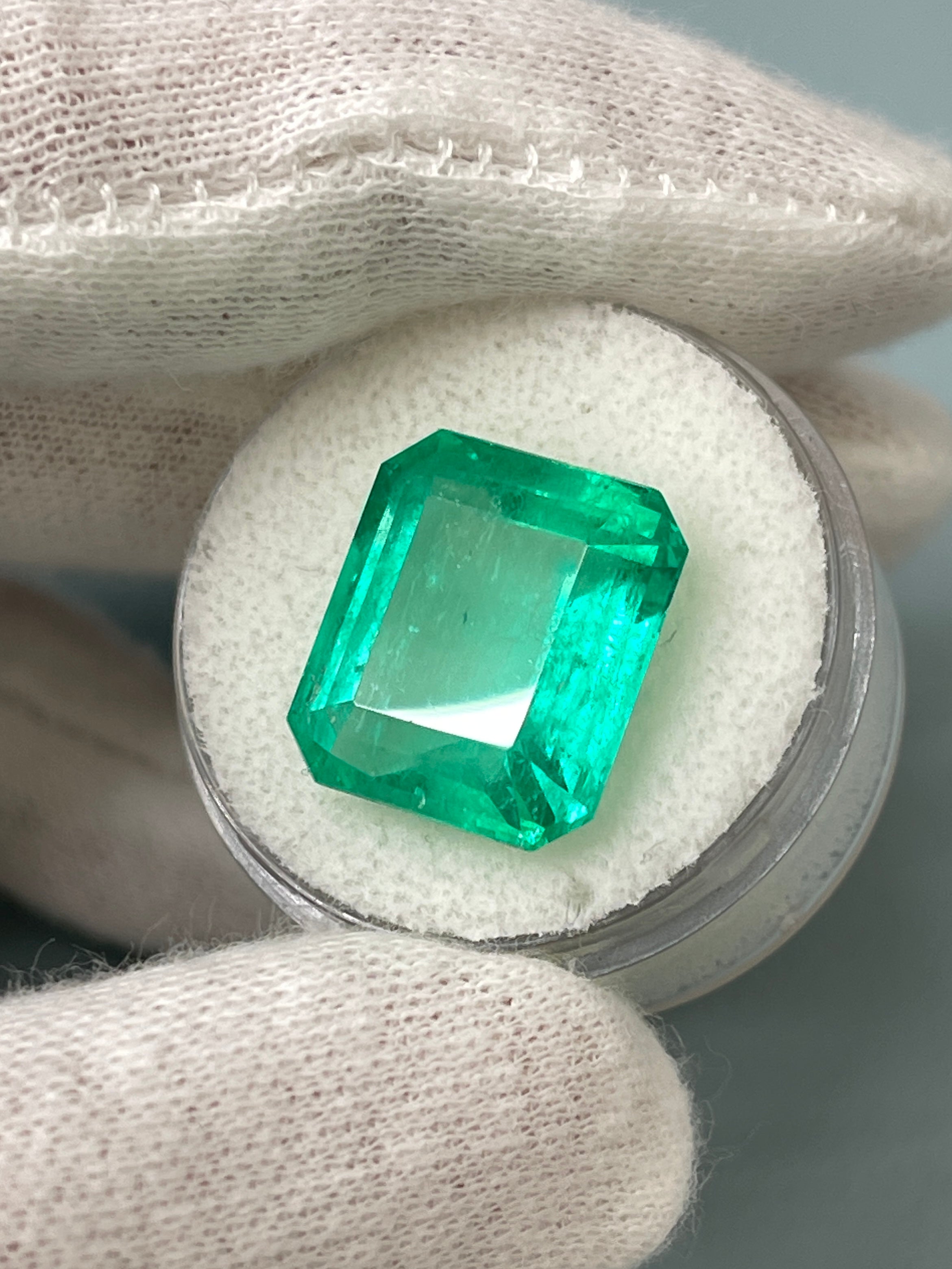 Large 13.82 Carat 15x14 Loose Colombian Emerald- Emerald Cut