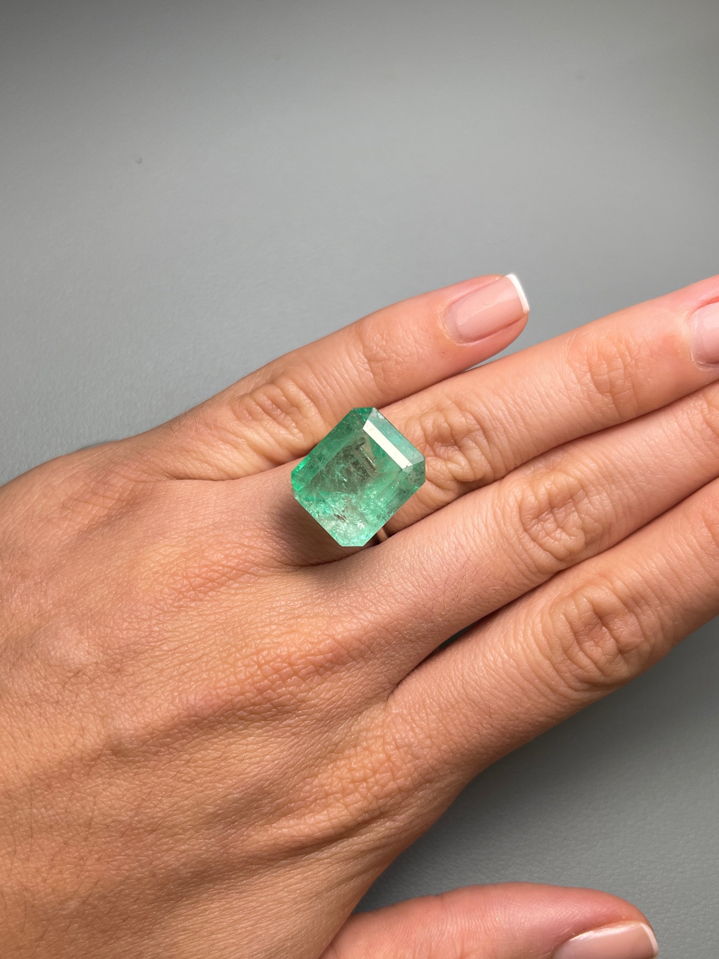 17.64 Carat Large 17x14.5 Earthy Medium Loose Colombian Emerald- Emerald Cut