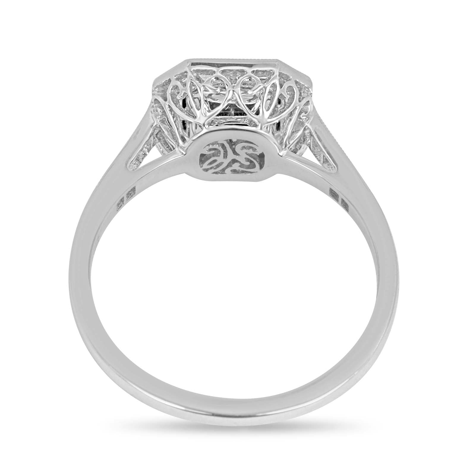 1.55tcw AAA+ Platinum Asscher Cut Emerald & Baguette Diamond Halo Art Deco Ring