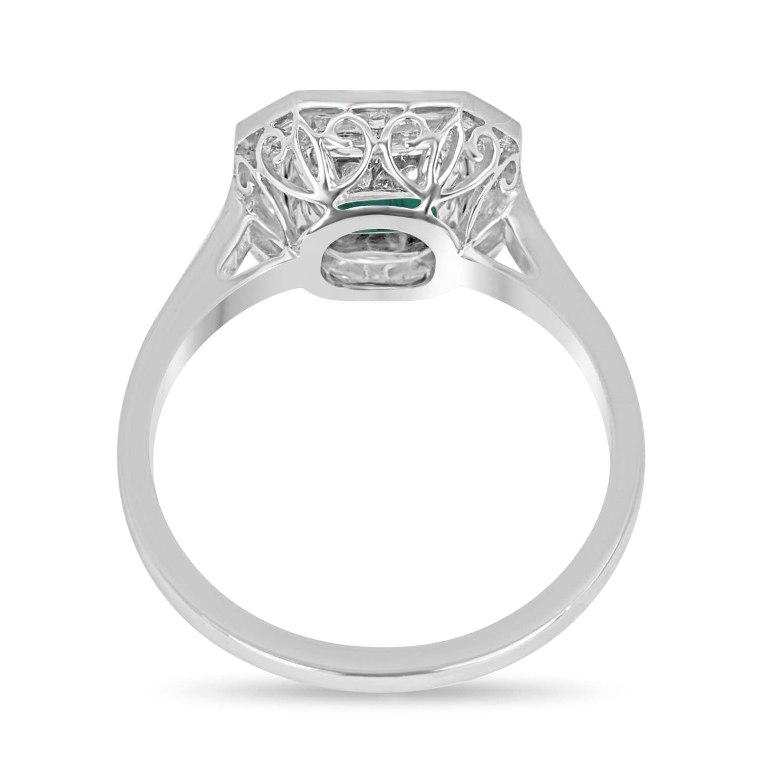 2.22tcw AAA+ Platinum Asscher Cut Emerald & Baguette Diamond Halo Art Deco Ring