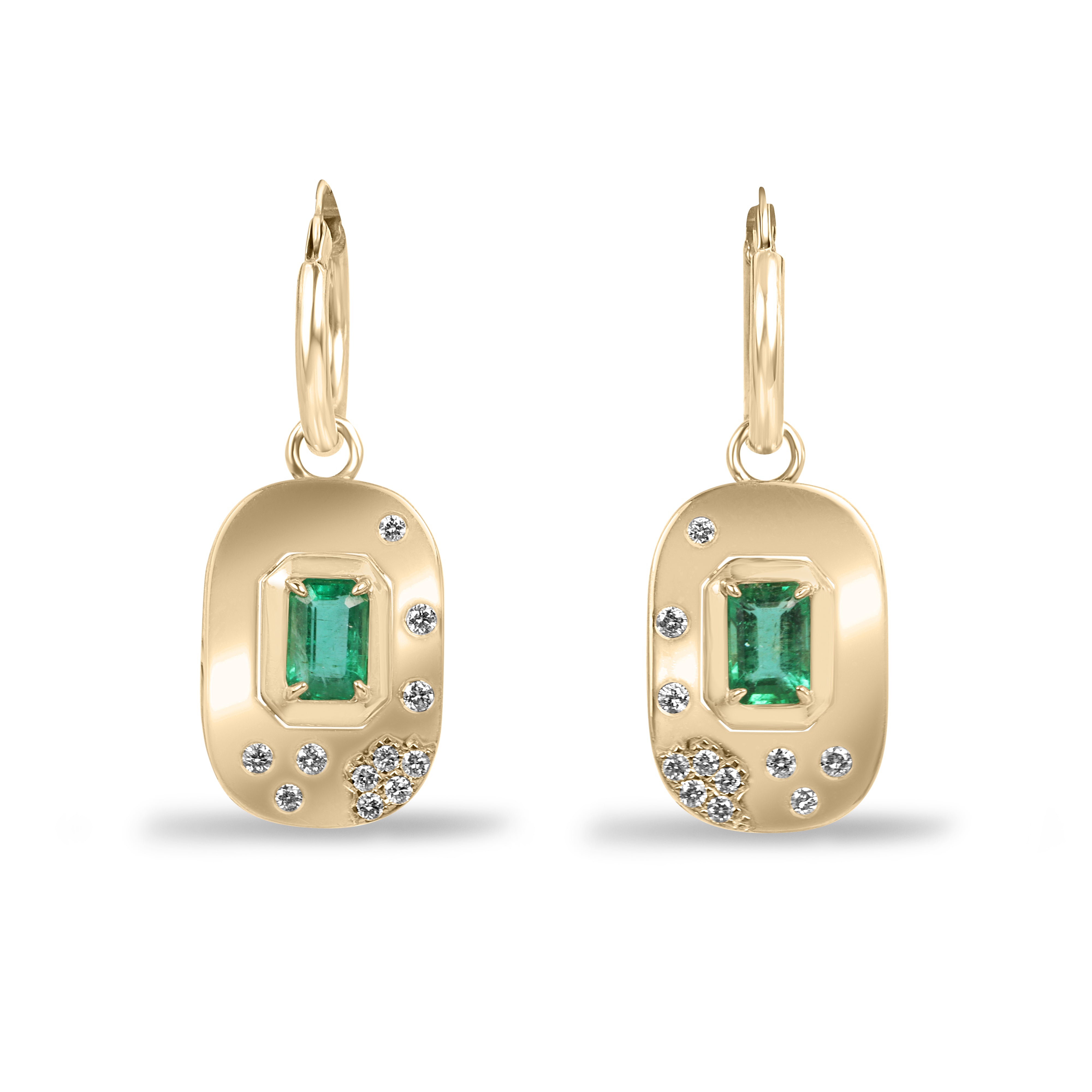 1.45tcw 14K Natural Emerald & Diamond Accent Drop and Dangle Hoop Earrings