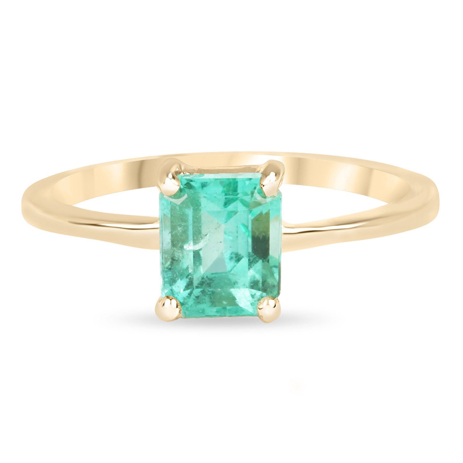 Modern 1.20 Carat Emerald Cut Solitaire Promise Ring Yellow Gold 14K