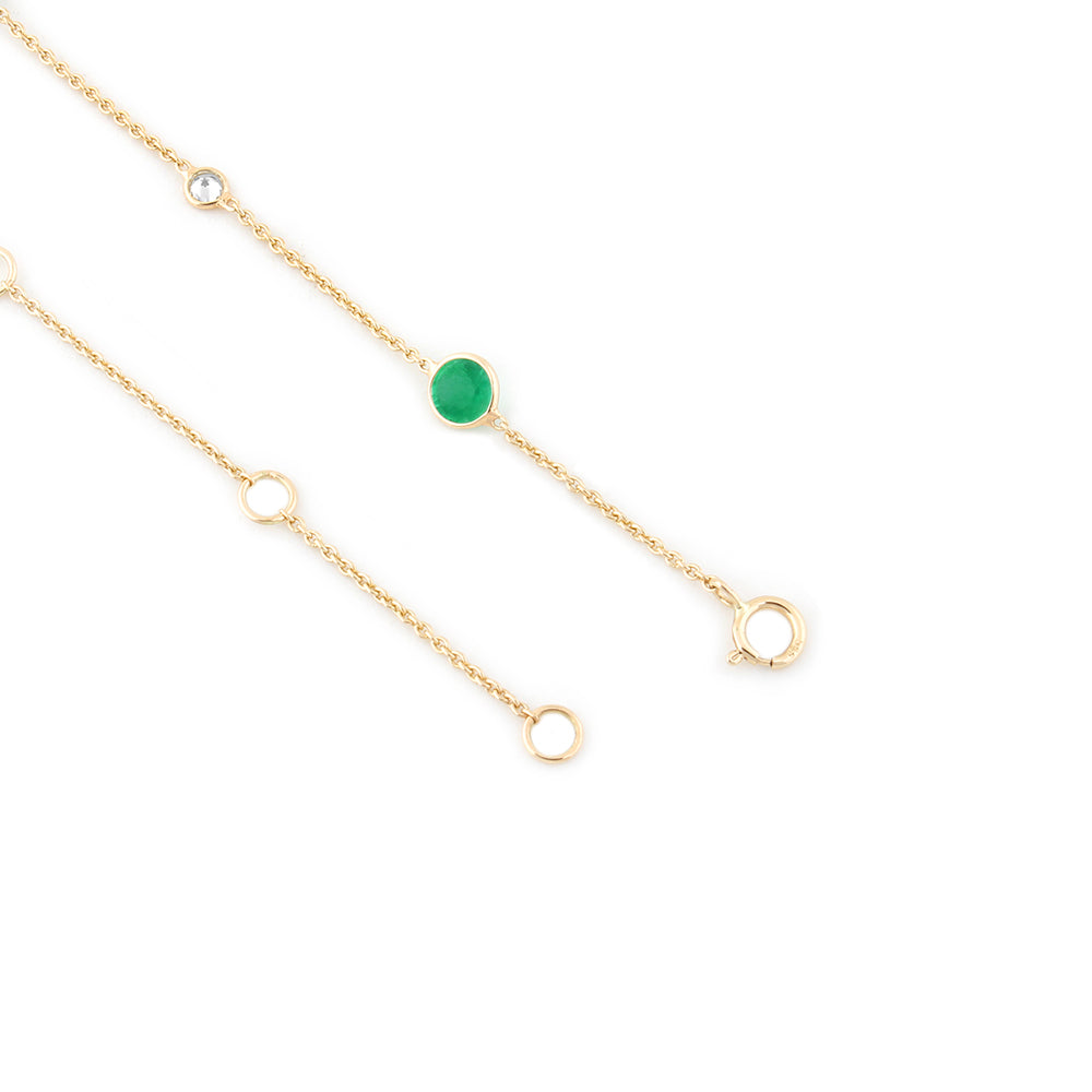 3.77tcw 14K Natural Emerald & Diamond By The Yard Stacking Signature Necklace 18"