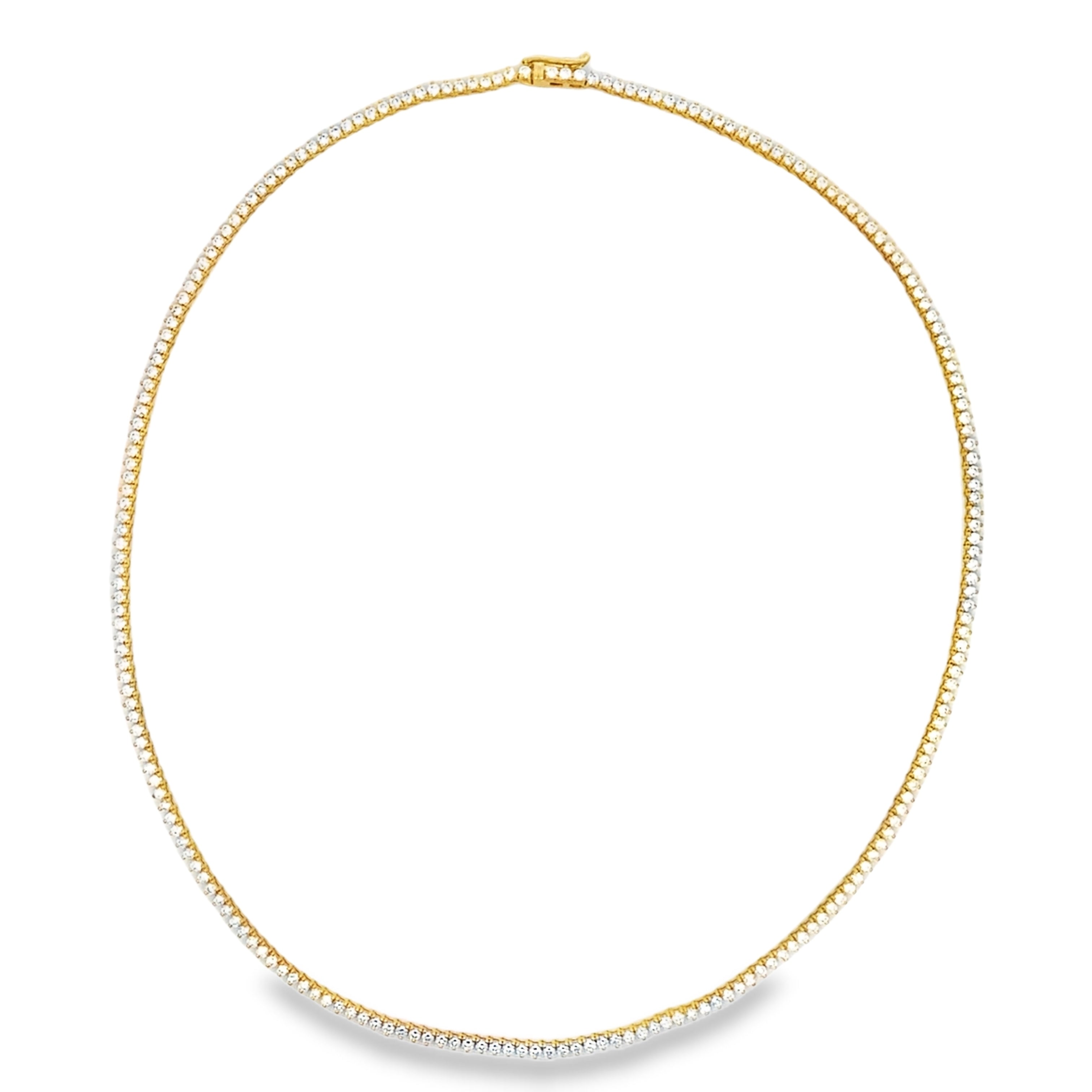 5.29tcw 14K Natural Brilliant Round Cut Diamond Tennis Necklace 17"