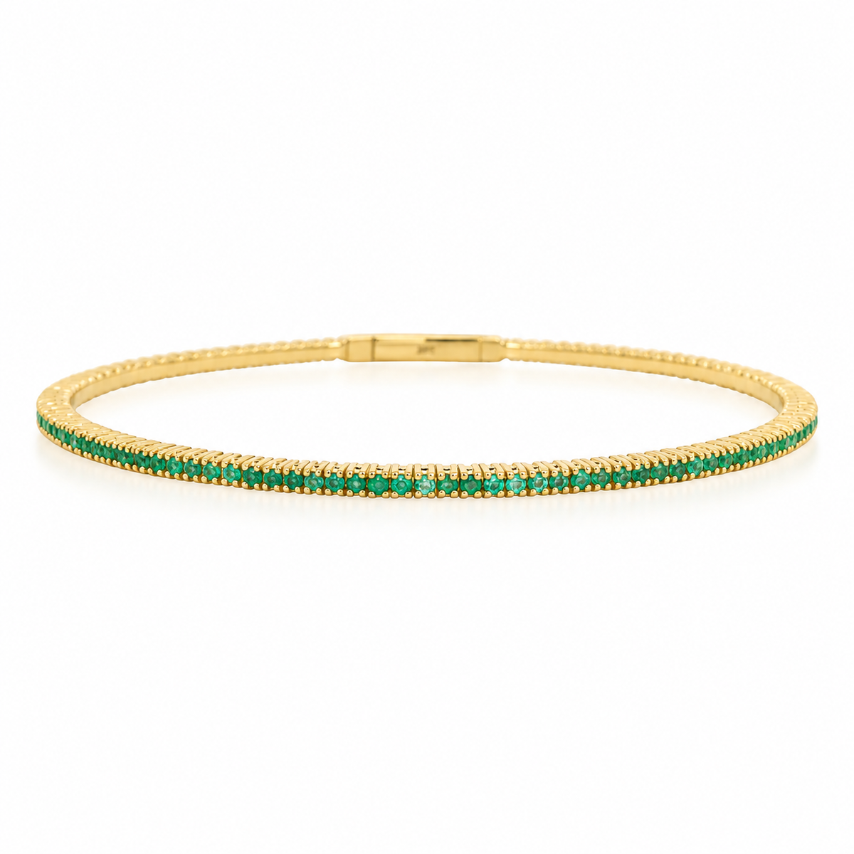 1.10tcw 14K Petite Stacking Round Cut Emerald Tennis Bracelet