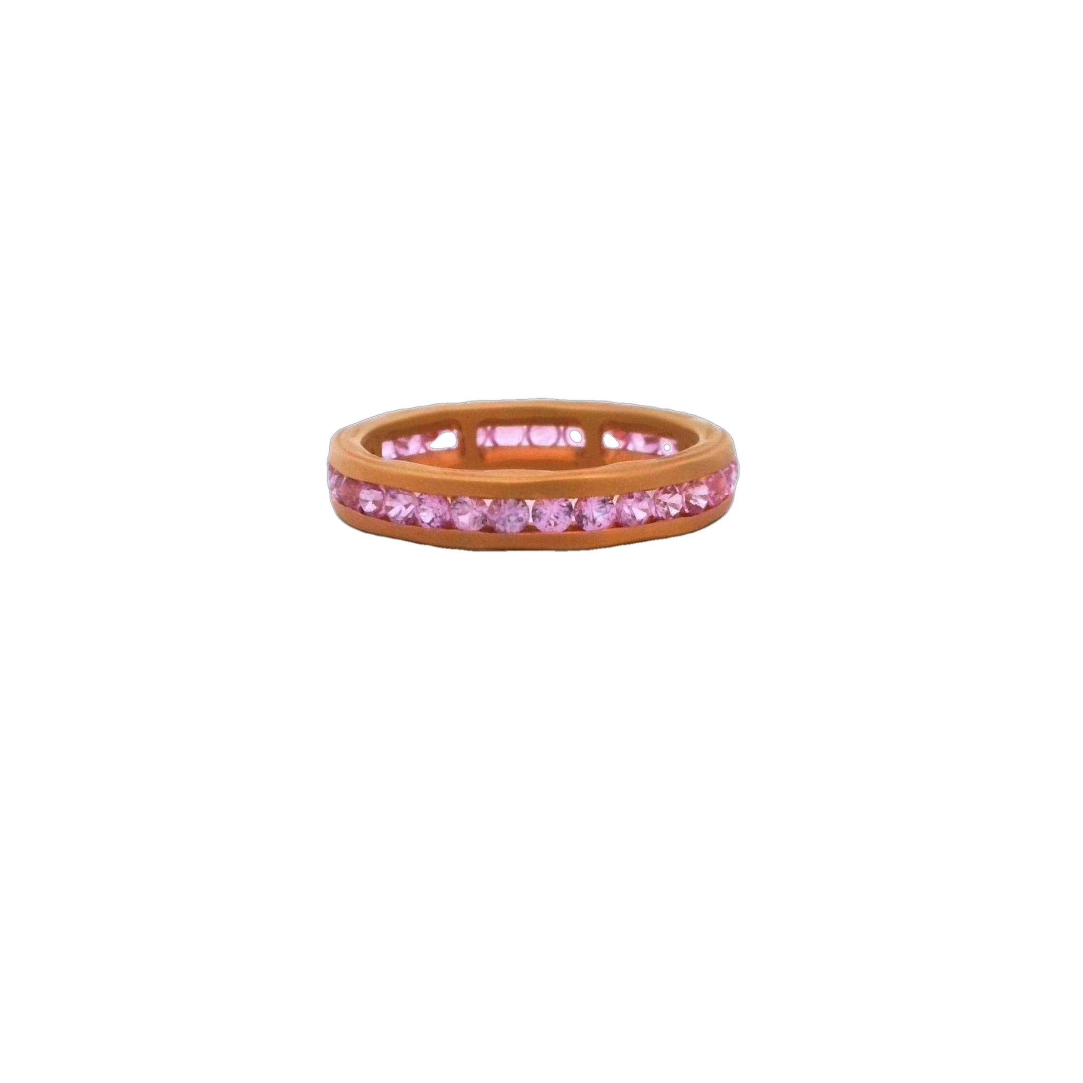 1.68tcw 14K Size 7 Natural Pink Sapphire Sand Blast Gold Finish Band Ring
