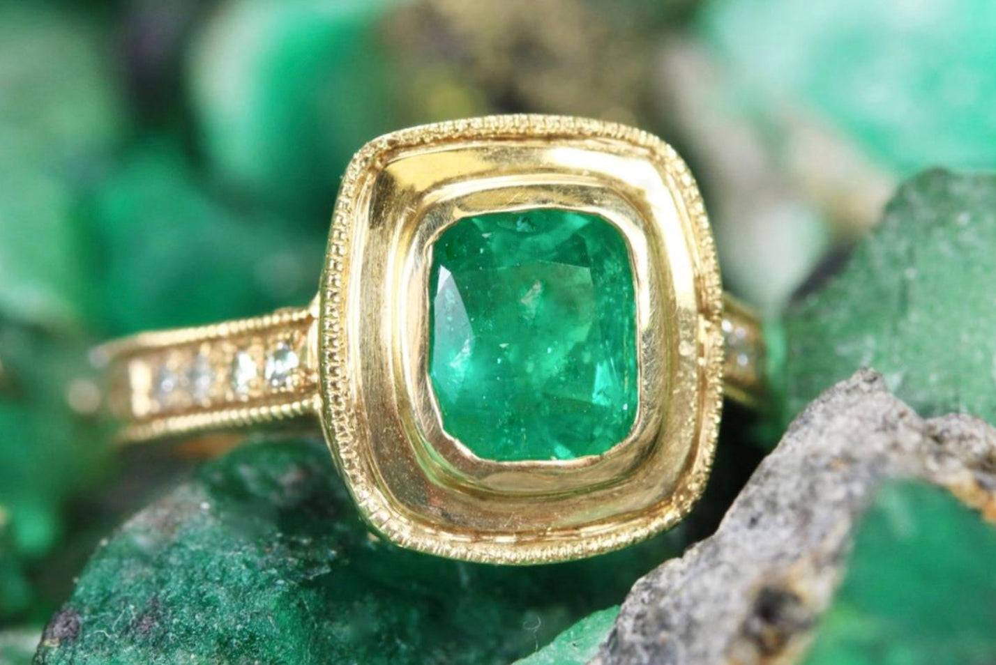 Radiant 14K Gold Ring featuring Real Emerald & Diamond Accents 1.72TCW