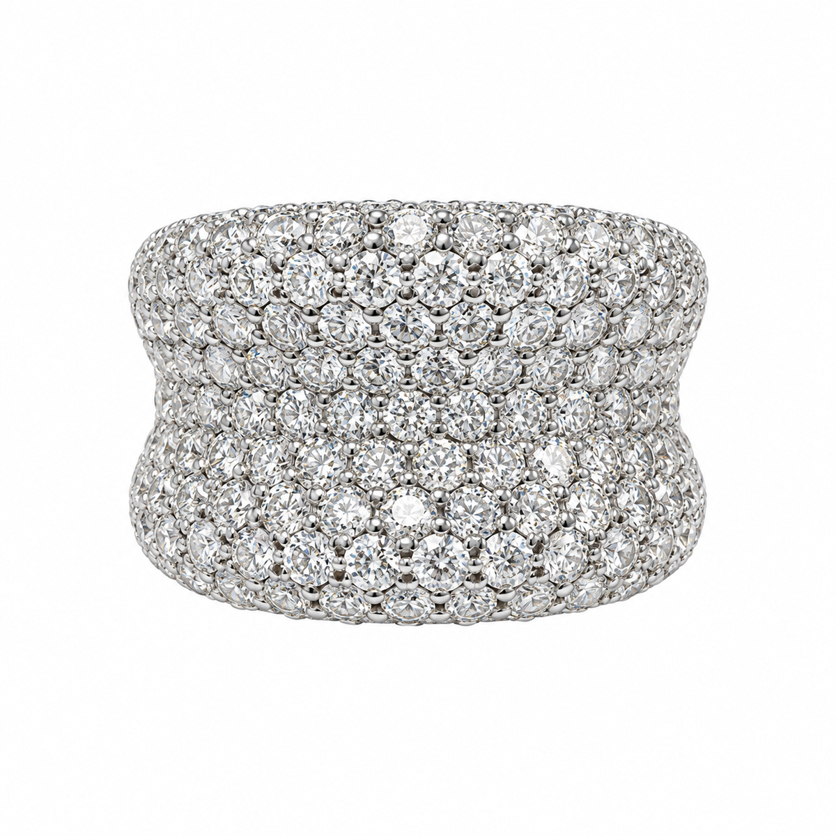 3.90tcw 15mm Ultra Wide Concave Pave Diamond Band 14K White Gold