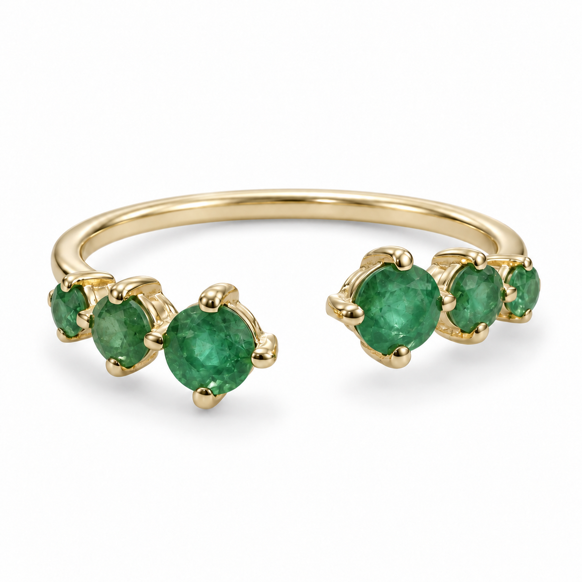 0.28tcw Petite Open Concept Emerald Everyday Ring Band 14K