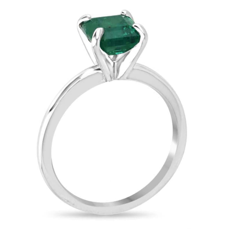 Vivid Green 1.74ct Asscher Cut Emerald Platinum Solitaire Ring