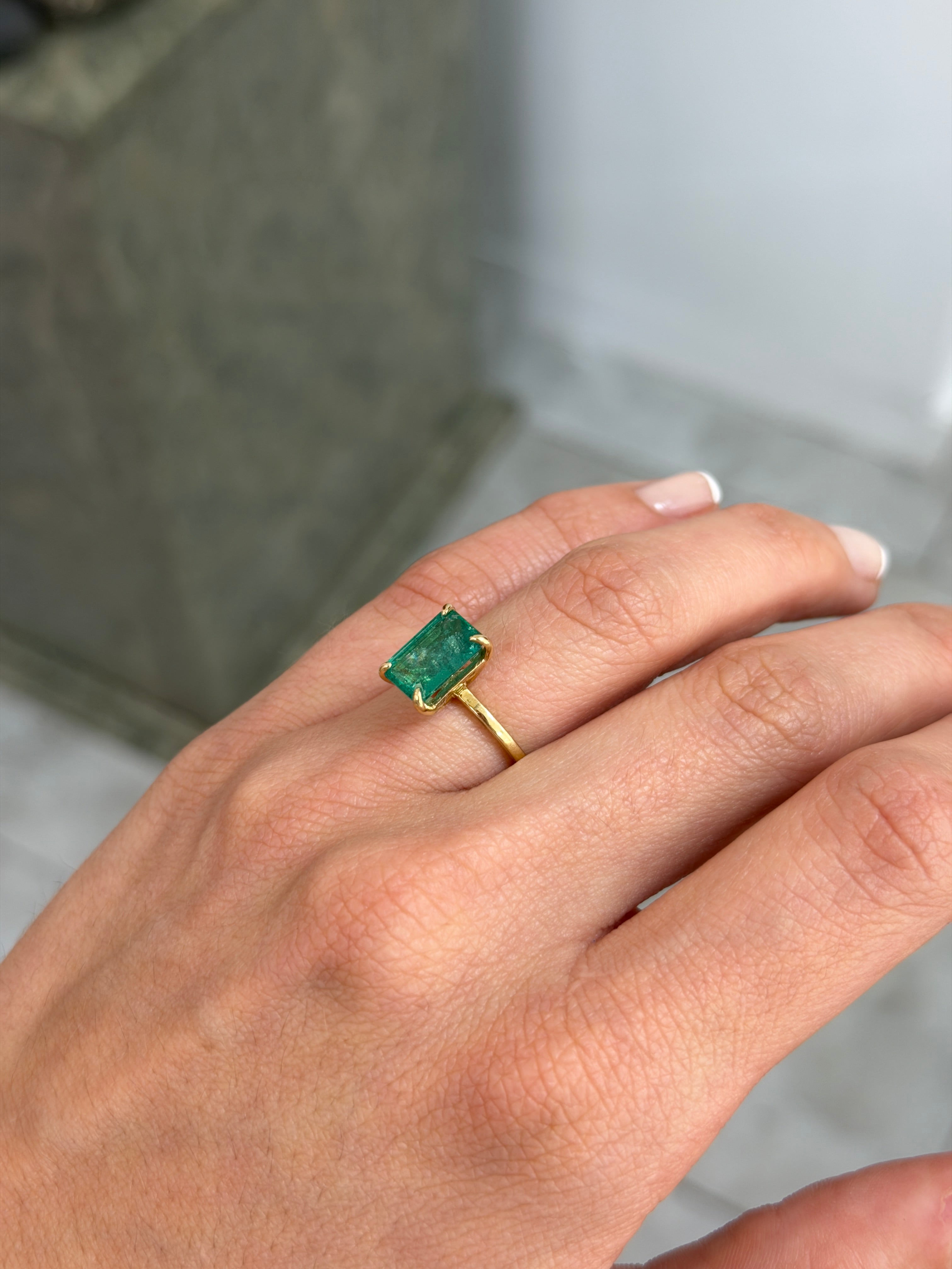 3.75tcw 14K Emerald & Diamond Convertible Three Stone Engagement Ring - JR Colombian Emeralds