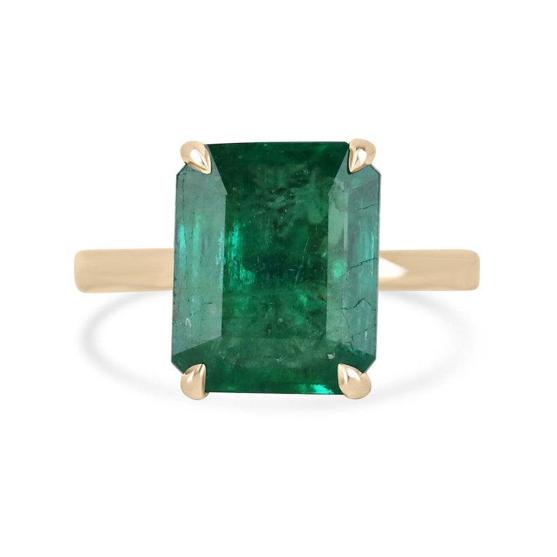 4.46-Carat 18K Gold Emerald Cut Solitaire Engagement Ring