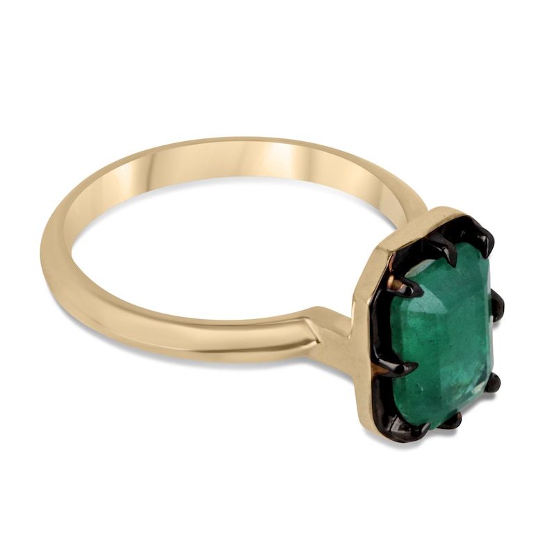 14K gold vintage lady's emerald ring featuring a 2.32ct Colombian emerald in Georgian style solitaire design.