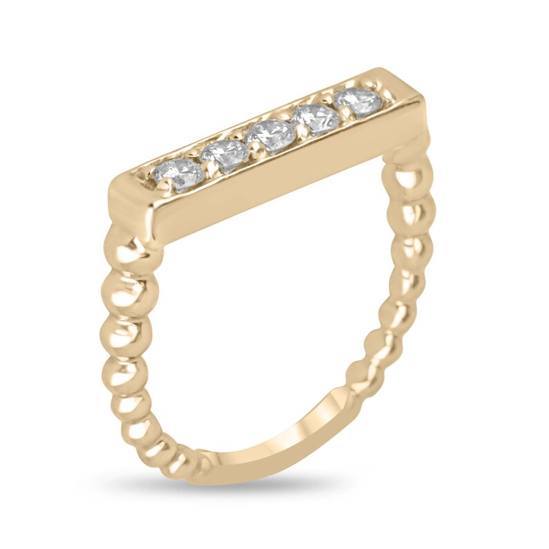 14K Gold Stacking Ring with Natural Brilliant Round Cut Diamonds, 0.25tcw