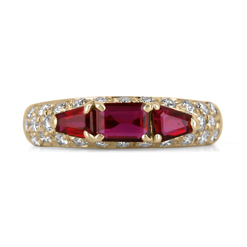1.80tcw 18K Fine Quality Ruby & Diamond Accent Stacking Blood Red Pinky ...