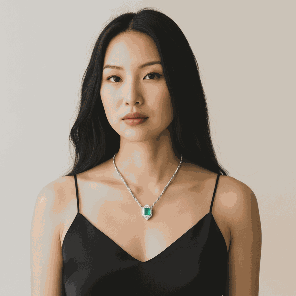 10.21tcw 14K Colombian Emerald Cut & Diamond Rare Vivid Medium Green Halo Cluster Necklace