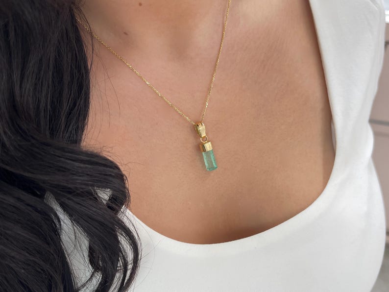 4.51ct 18K Light Green Crystal Clear Rough Colombian Emerald Pendant - JR Colombian Emeralds