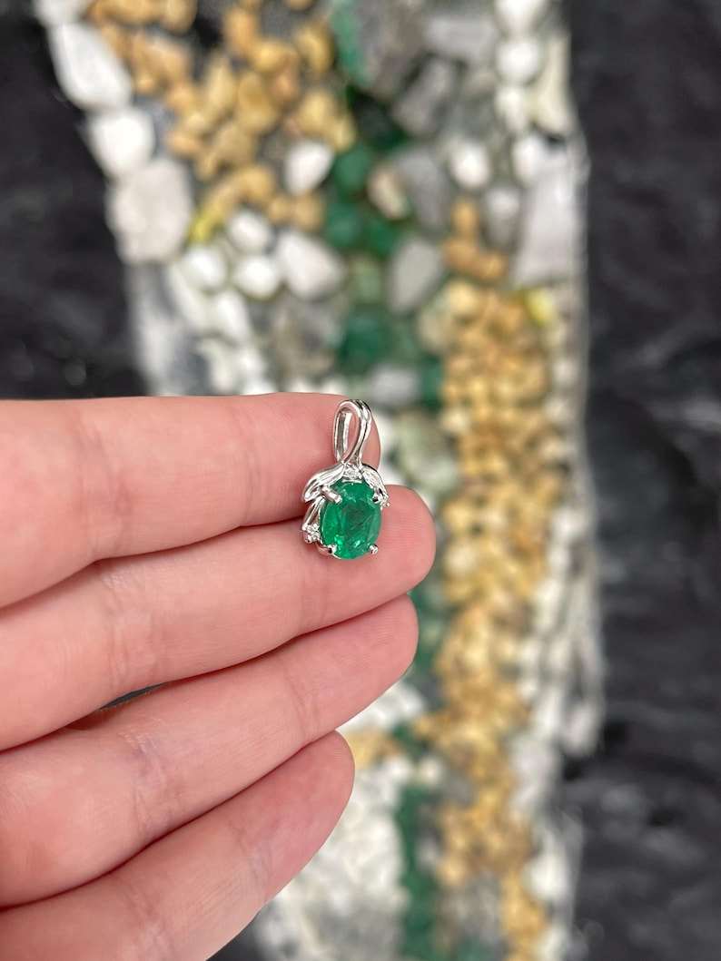 2.29tcw Natural Oval Emerald & Diamond Accent Lush Rich Green Diamond 
