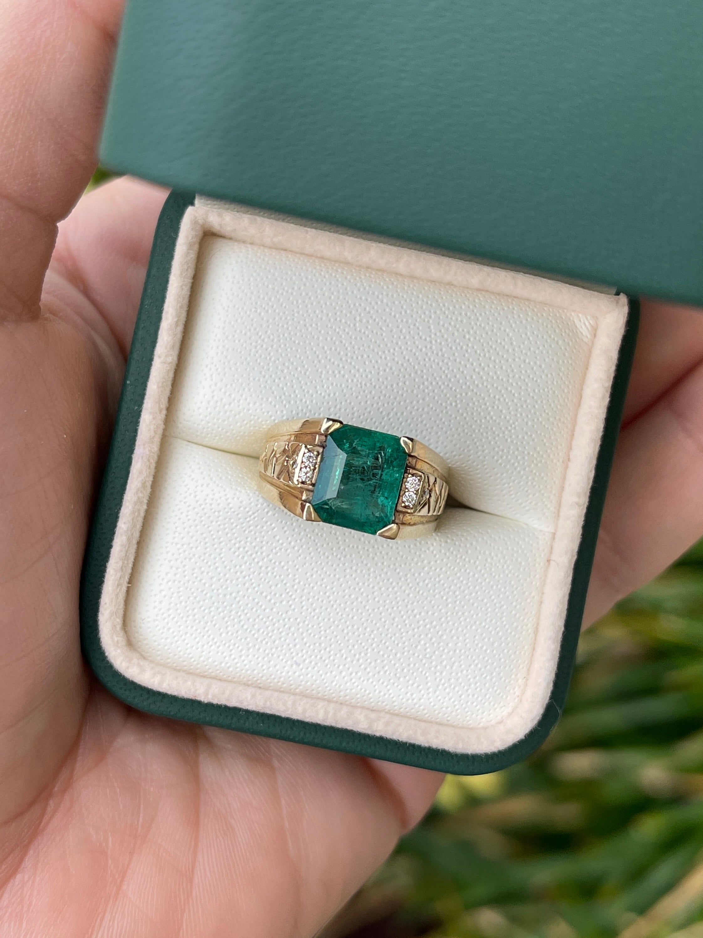 Special layaway for Moses - 3.31tcw 14K Natural Emerald and Diamond Mens Statement Ring (Copy) - JR Colombian Emeralds