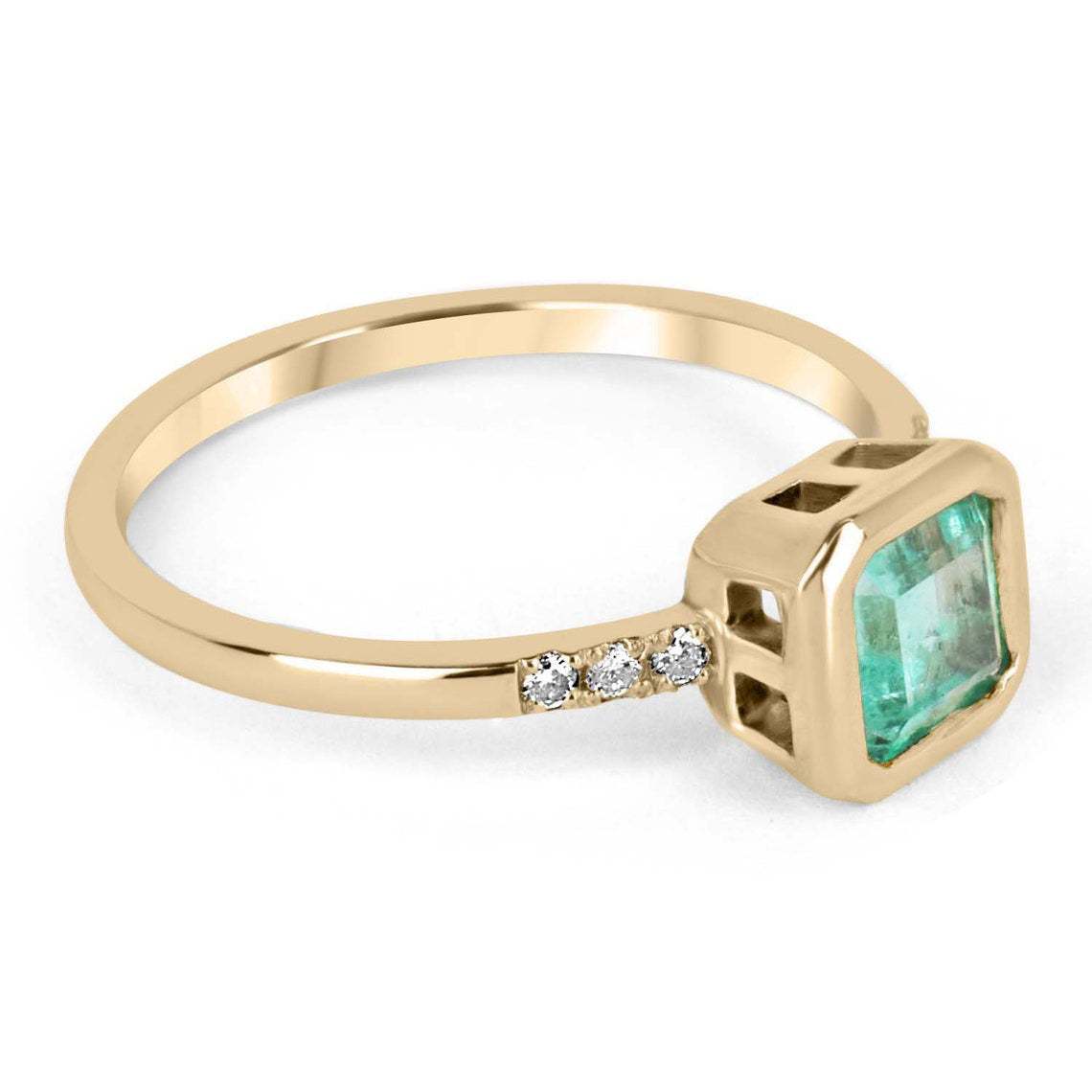 1.08tcw Emerald Bezel Asscher Pave Diamond Statement Ring 14K