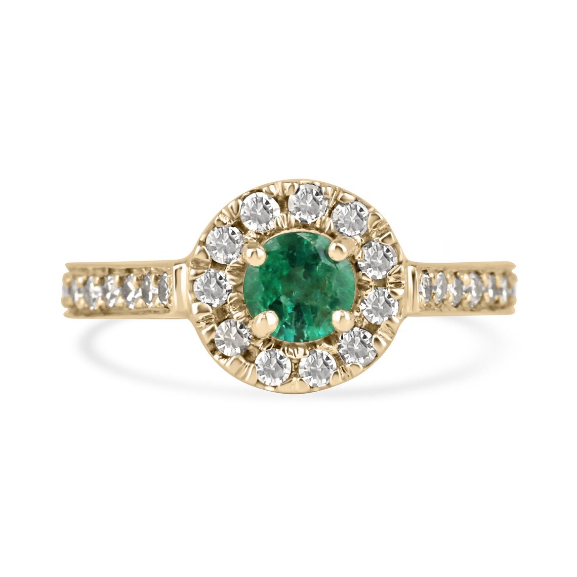 0.75tcw Round Emerald Diamond Halo Ring for Elegant Engagement Style