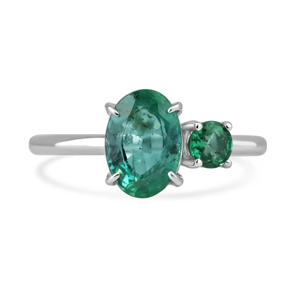 2.40 Carat Features Emerald With Oval And Round Cuts Toi Et Moi Ring - JR Colombian Emeralds