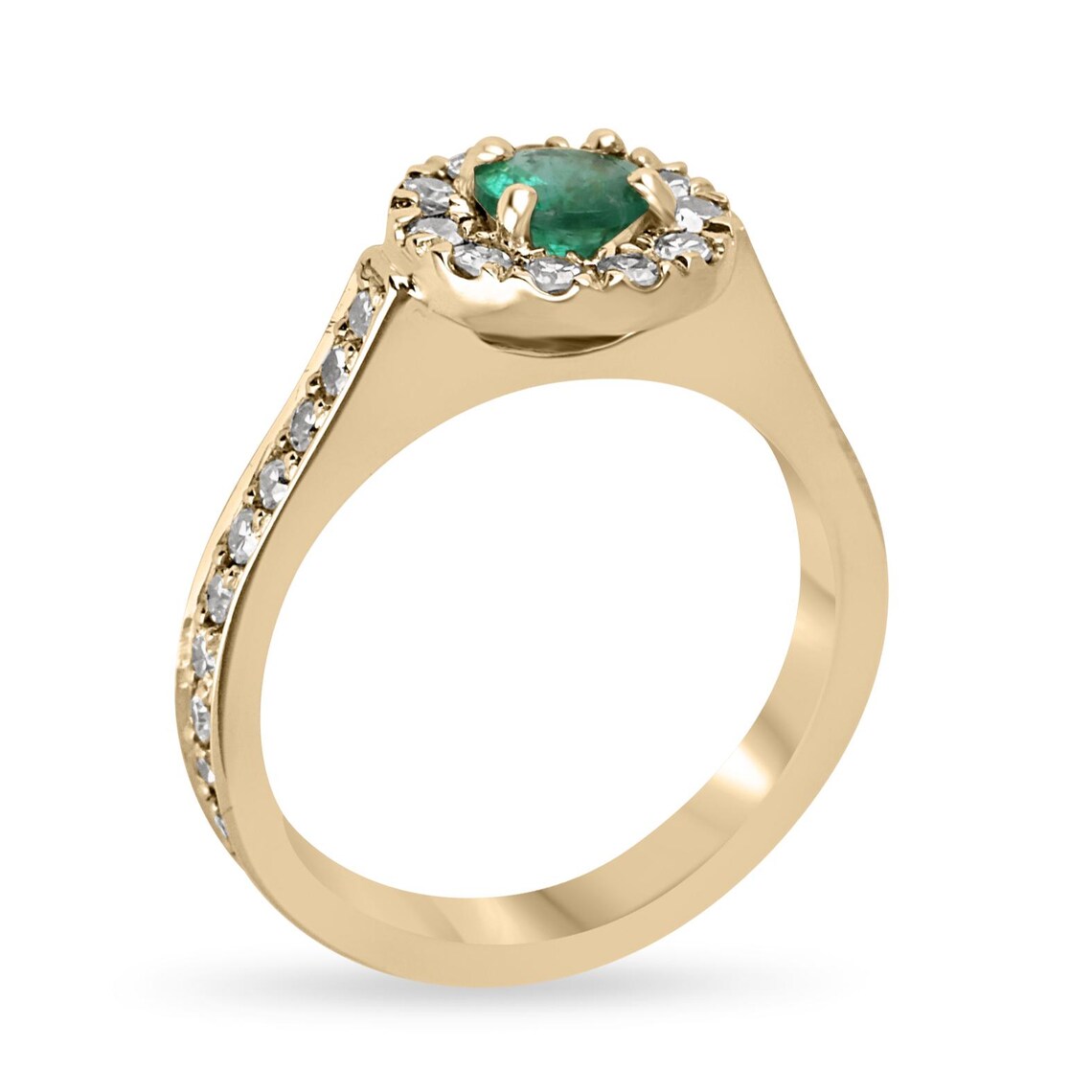 0.75tcw Round Emerald Diamond Halo Ring for Elegant Engagement Style
