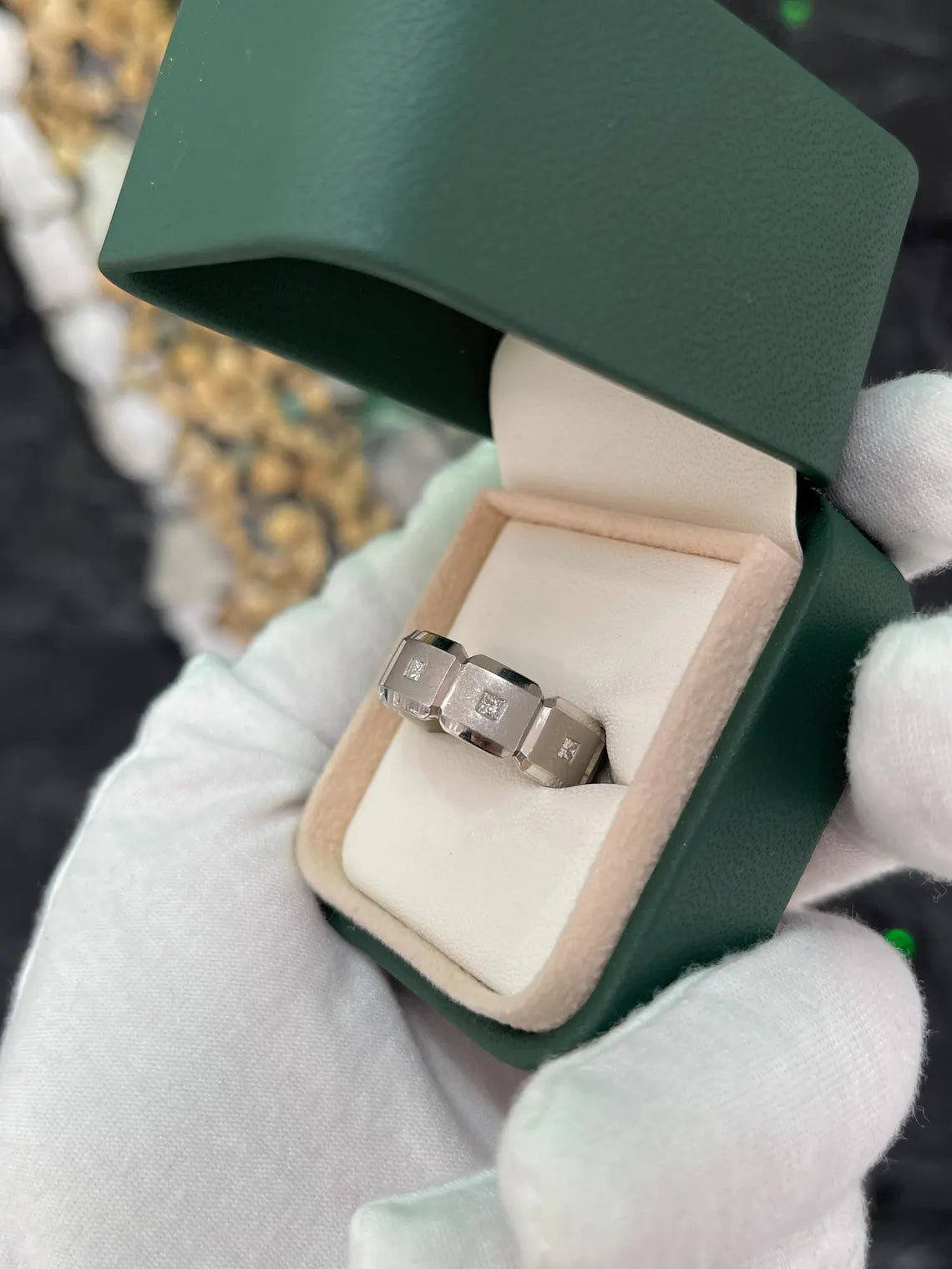 0.25ct Palladium Men's Princess Cut Diamond Wedding Band Ring