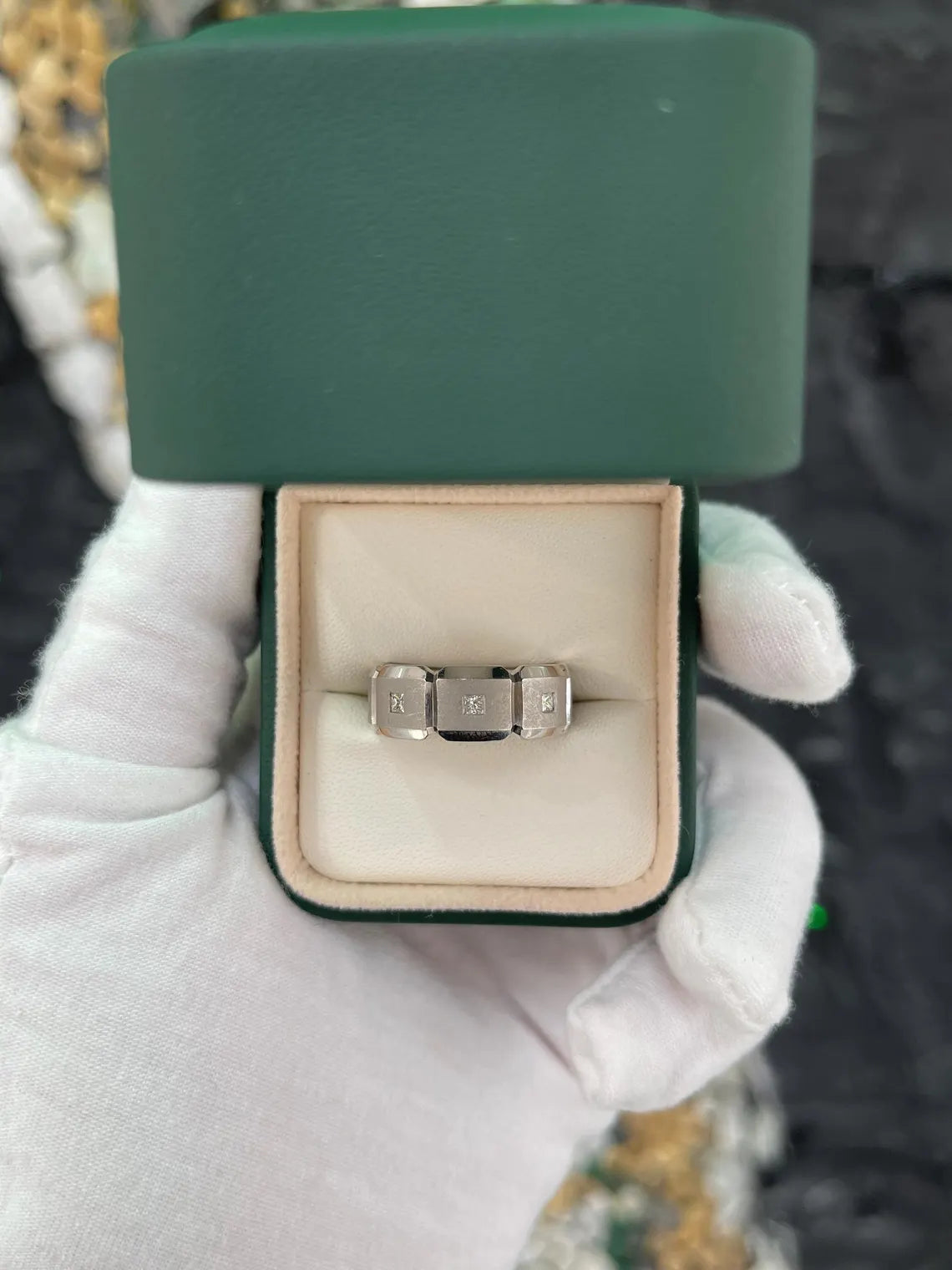 0.25ct Palladium Men's Princess Cut Diamond Wedding Band Ring