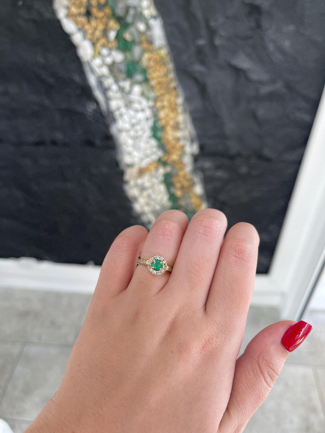 0.75tcw Round Emerald Diamond Halo Ring for Elegant Engagement Style