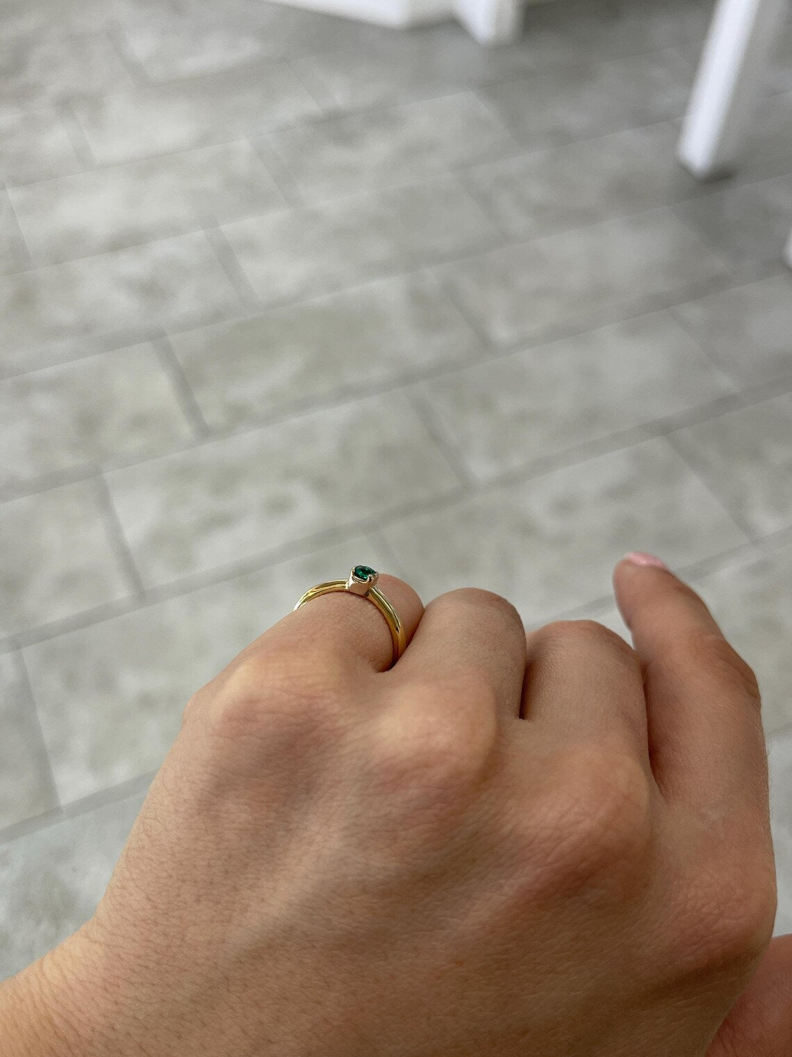 0.35ct Petite Colombian Emerald Ring Features Round Natural Gemstone