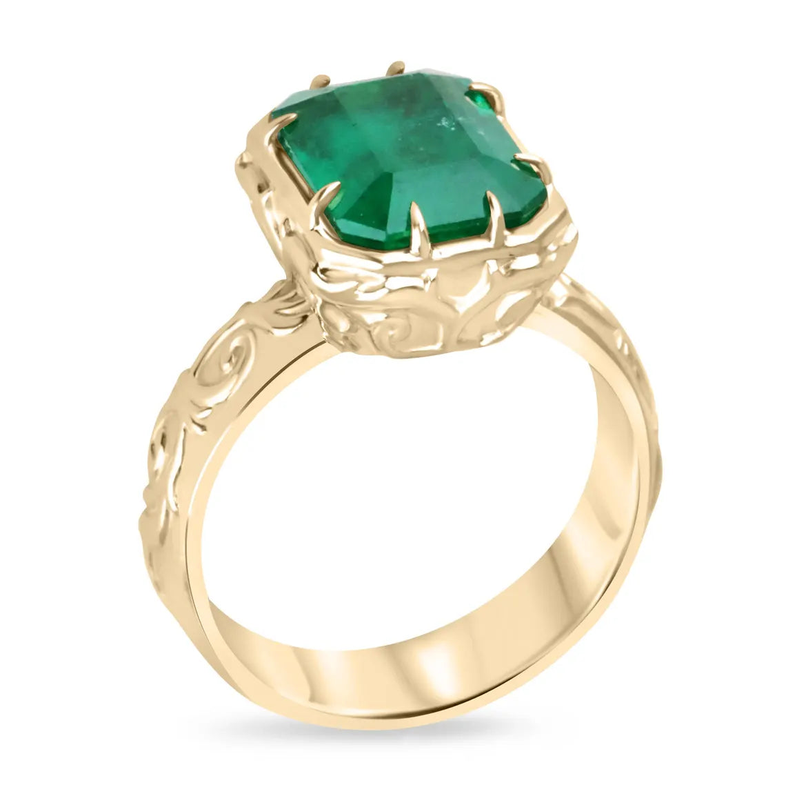 3.90ct Fine Quality Emerald Cut Ring Features Rich Green Solitaire