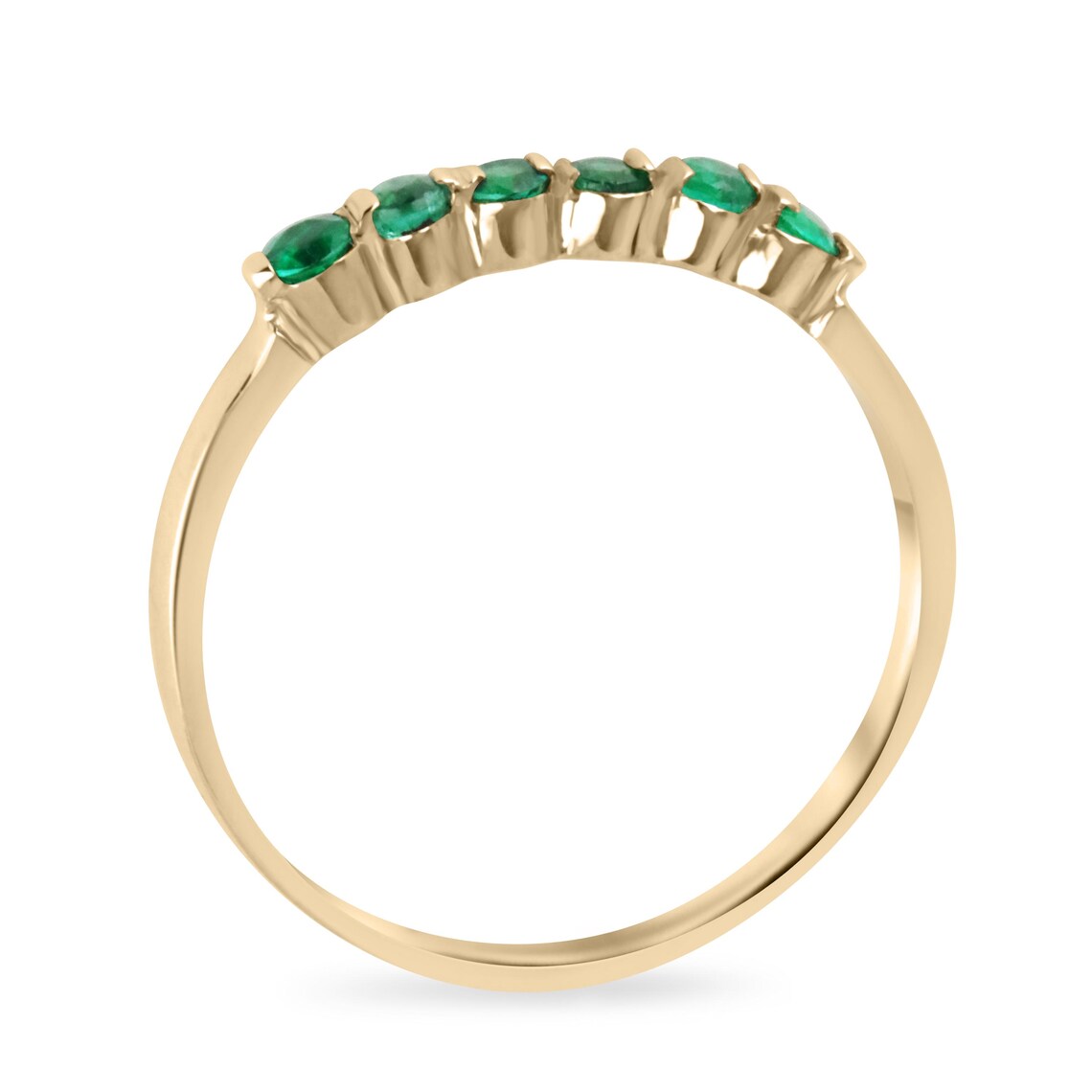 0.45 Carat Colombian Emerald Wedding Band Features Rich Green Sparkle
