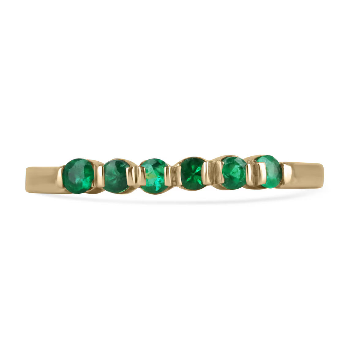 0.45 Carat Colombian Emerald Wedding Band Features Rich Green Sparkle
