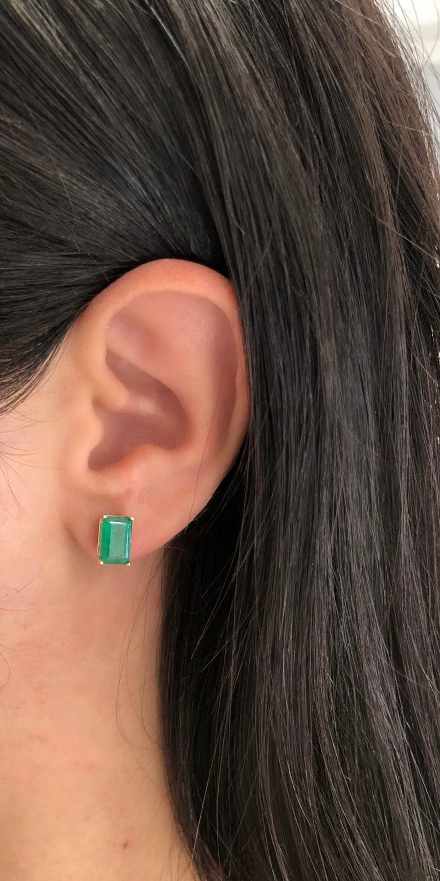 Genuine Emerald 2.50tcw Rich Dark Green Emerald Cut Timeless Earrings 14K Gold